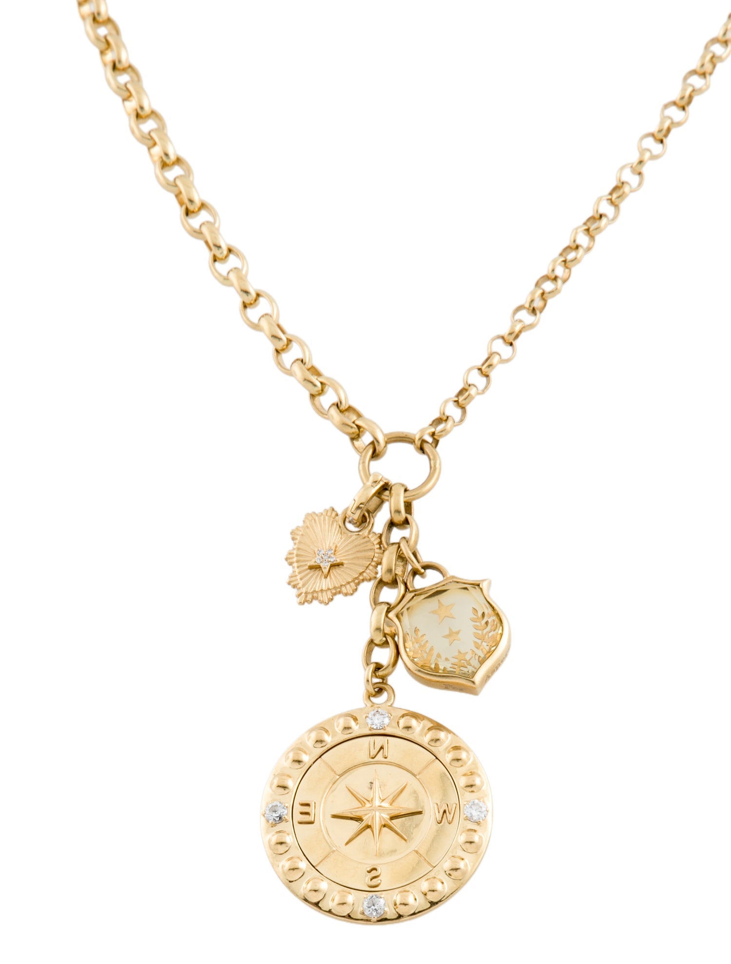 FoundRae 18K Diamond & Smoky Quartz Internal Compass Mixed Belcher Extension Necklace