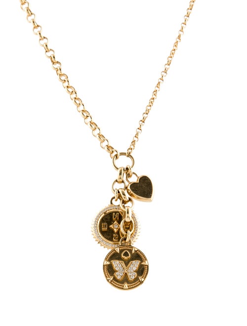 FoundRae 18K Diamond Reverie Internal Compass & Heart Charm Necklace