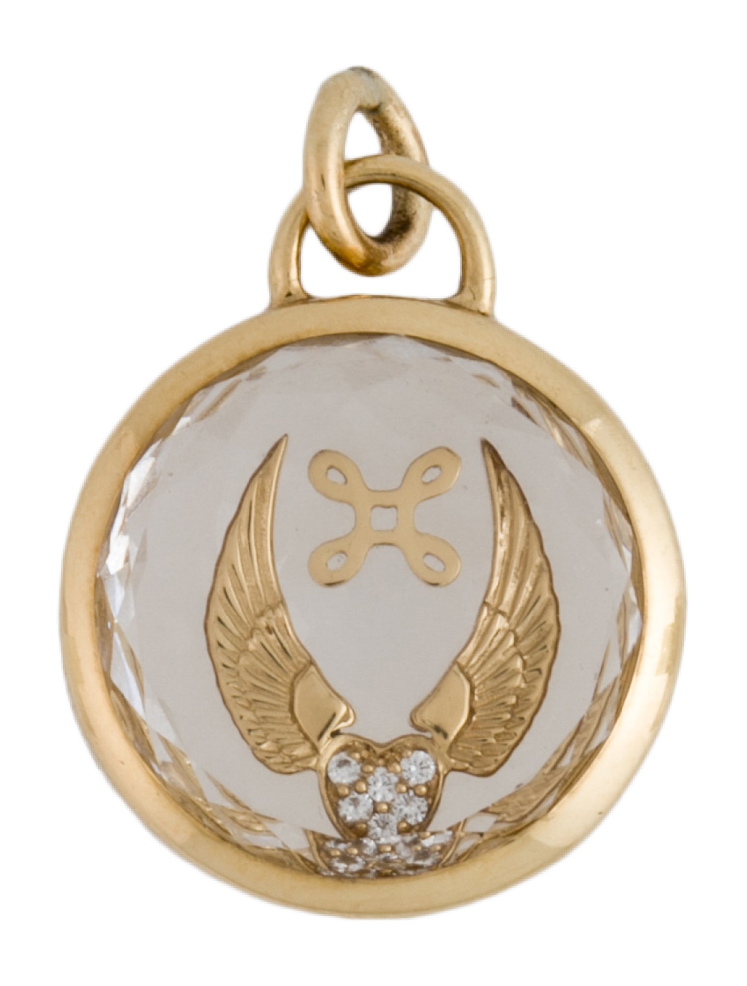 FoundRae 18K Quartz & Diamond 'Beloved, With Wings We Fly Gold' Pendant