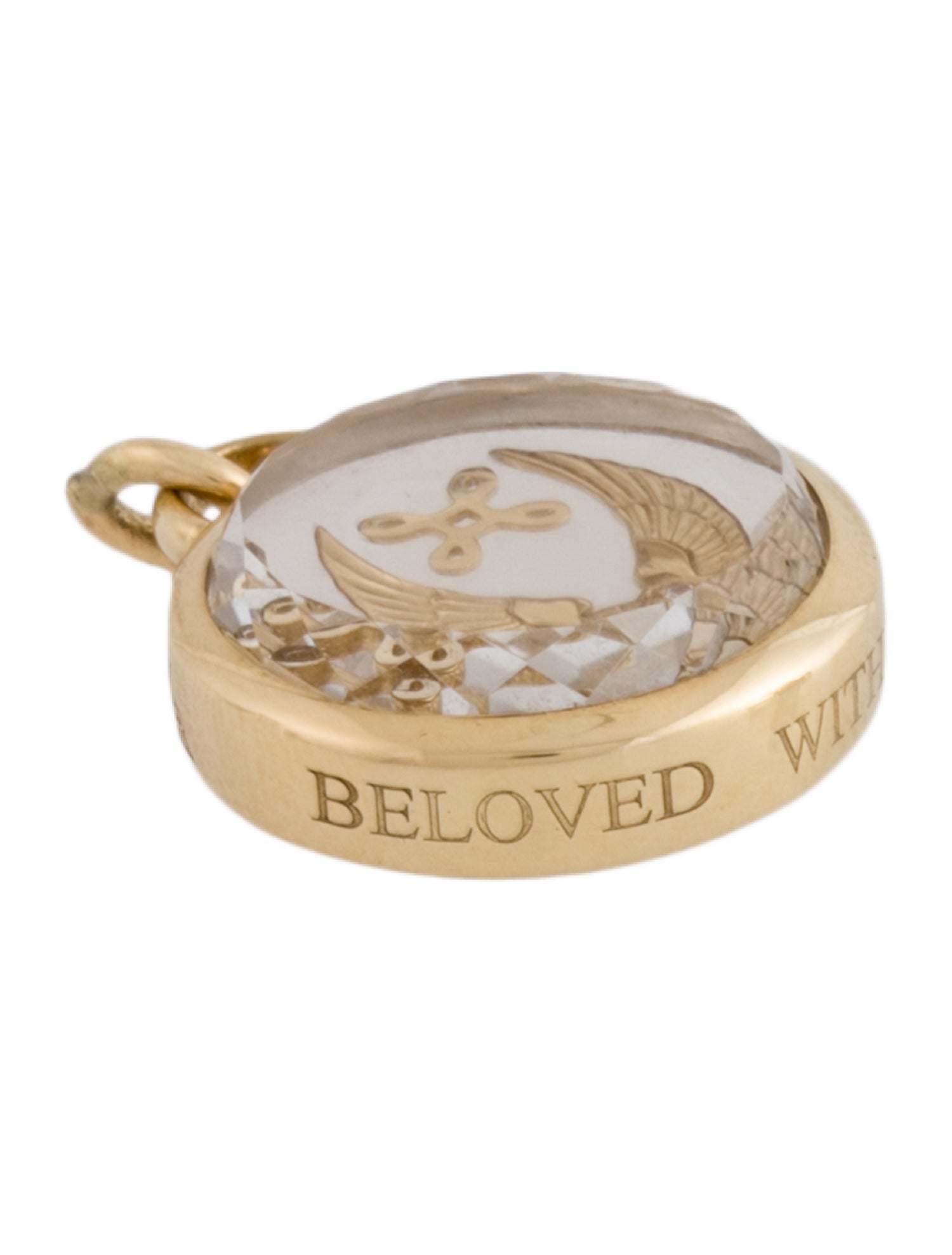 FoundRae 18K Quartz & Diamond 'Beloved, With Wings We Fly Gold' Pendant