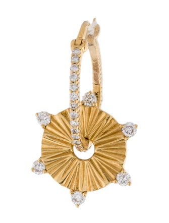 FoundRae 18K Diamond Small Element Disc Single Hoop Earring