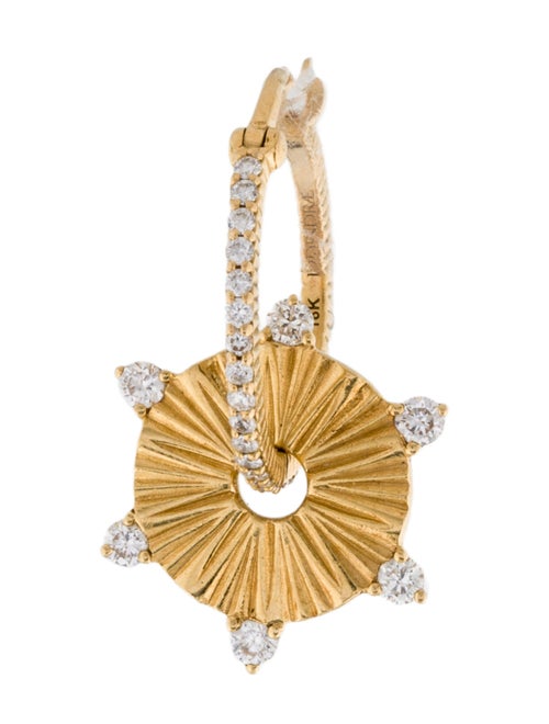 FoundRae 18K Diamond Small Element Disc Single Hoop Earring