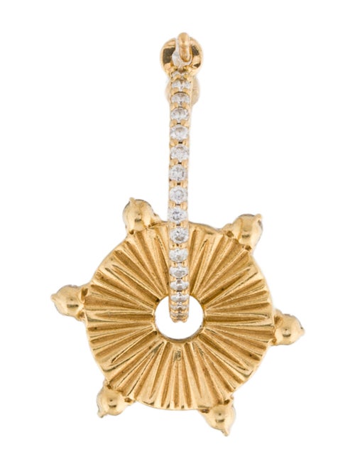 FoundRae 18K Diamond Small Element Disc Single Hoop Earring