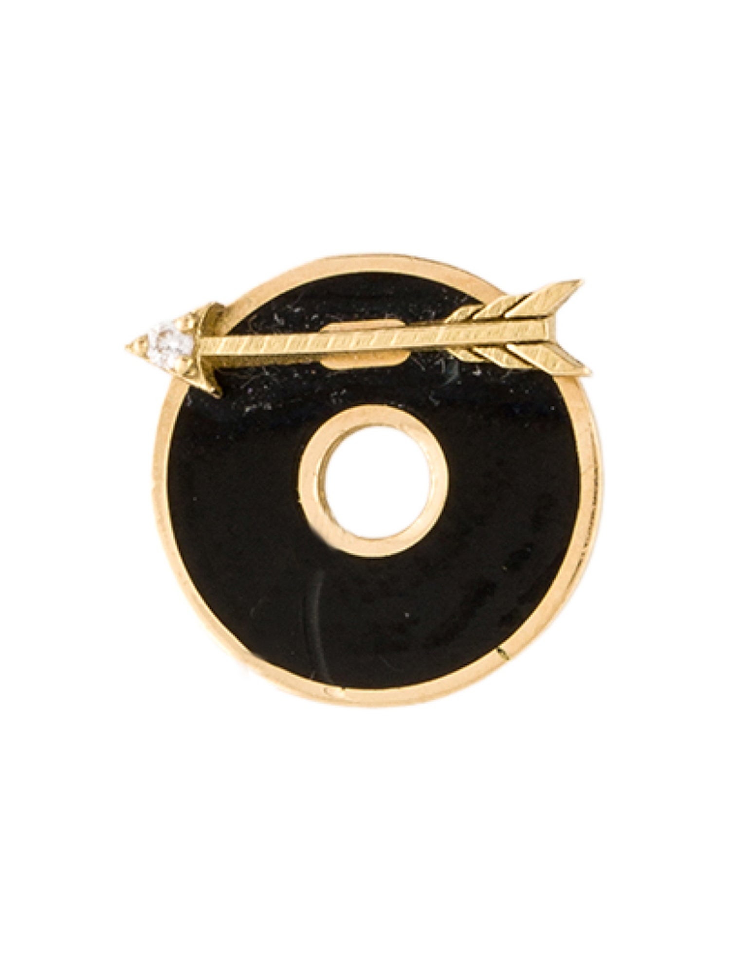 FoundRae 18K Onyx & Diamond Arrow Disk Earring Enhancer