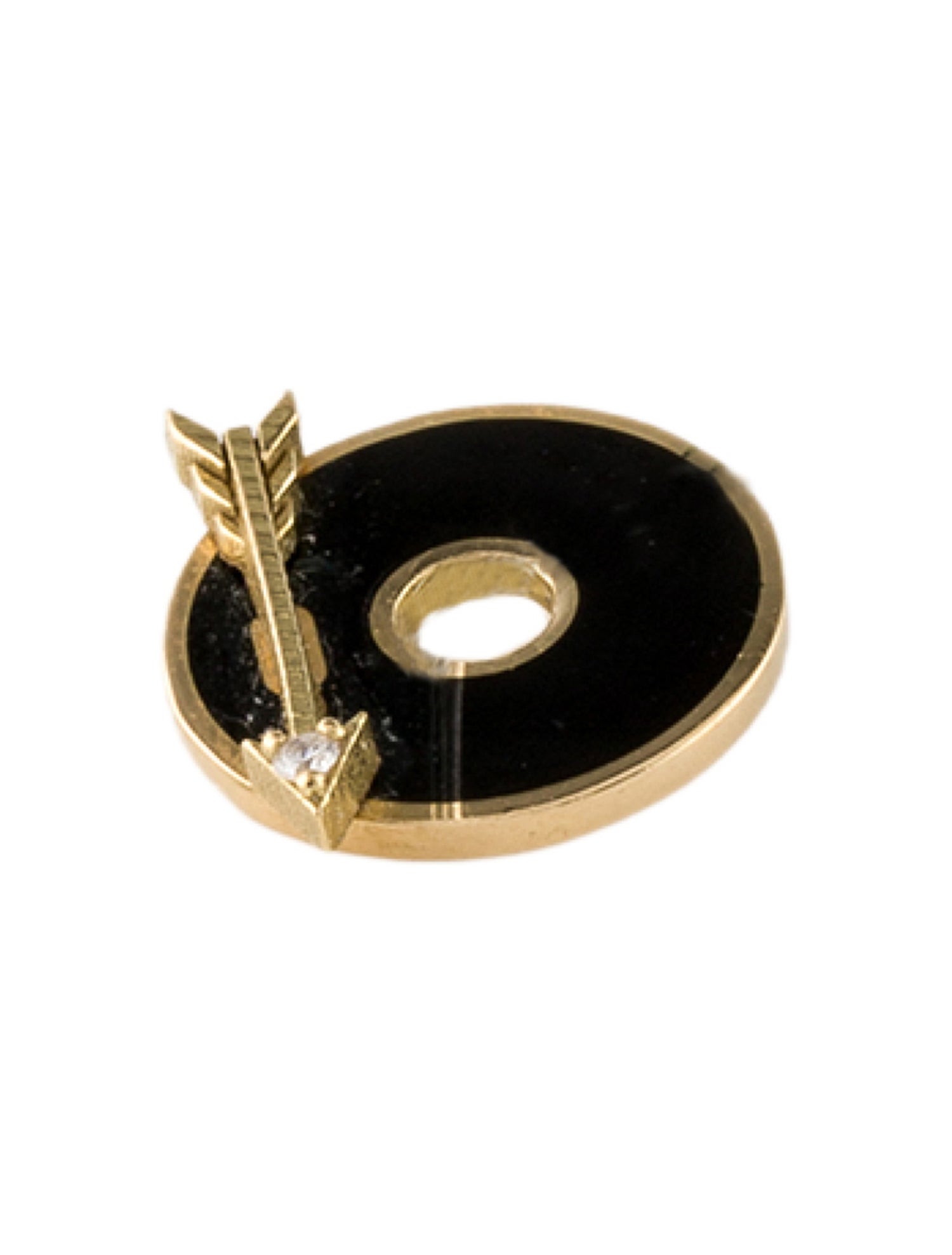 FoundRae 18K Onyx & Diamond Arrow Disk Earring Enhancer