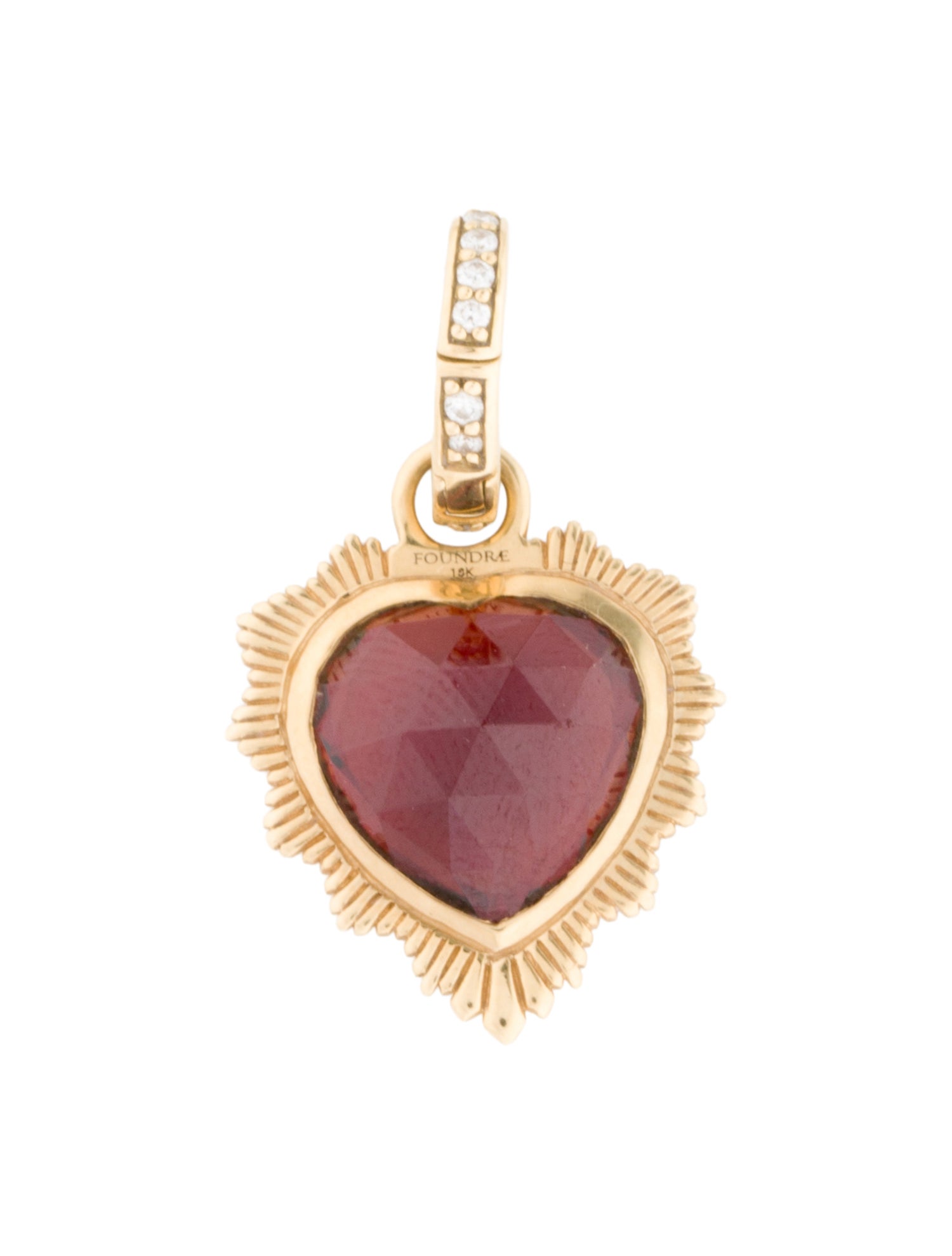 FoundRae 18K 4.83ct Garnet & Diamond Gemstone Heart Medallion & Annex Link