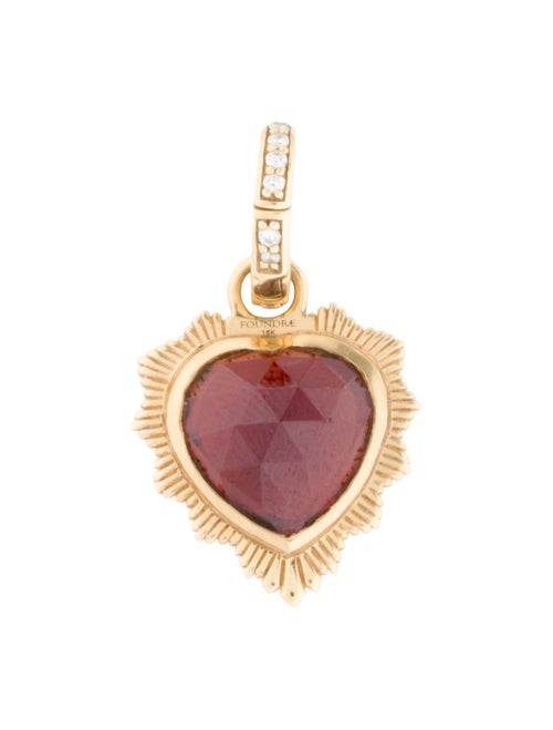 FoundRae 18K 4.83ct Garnet & Diamond Gemstone Heart Medallion & Annex Link