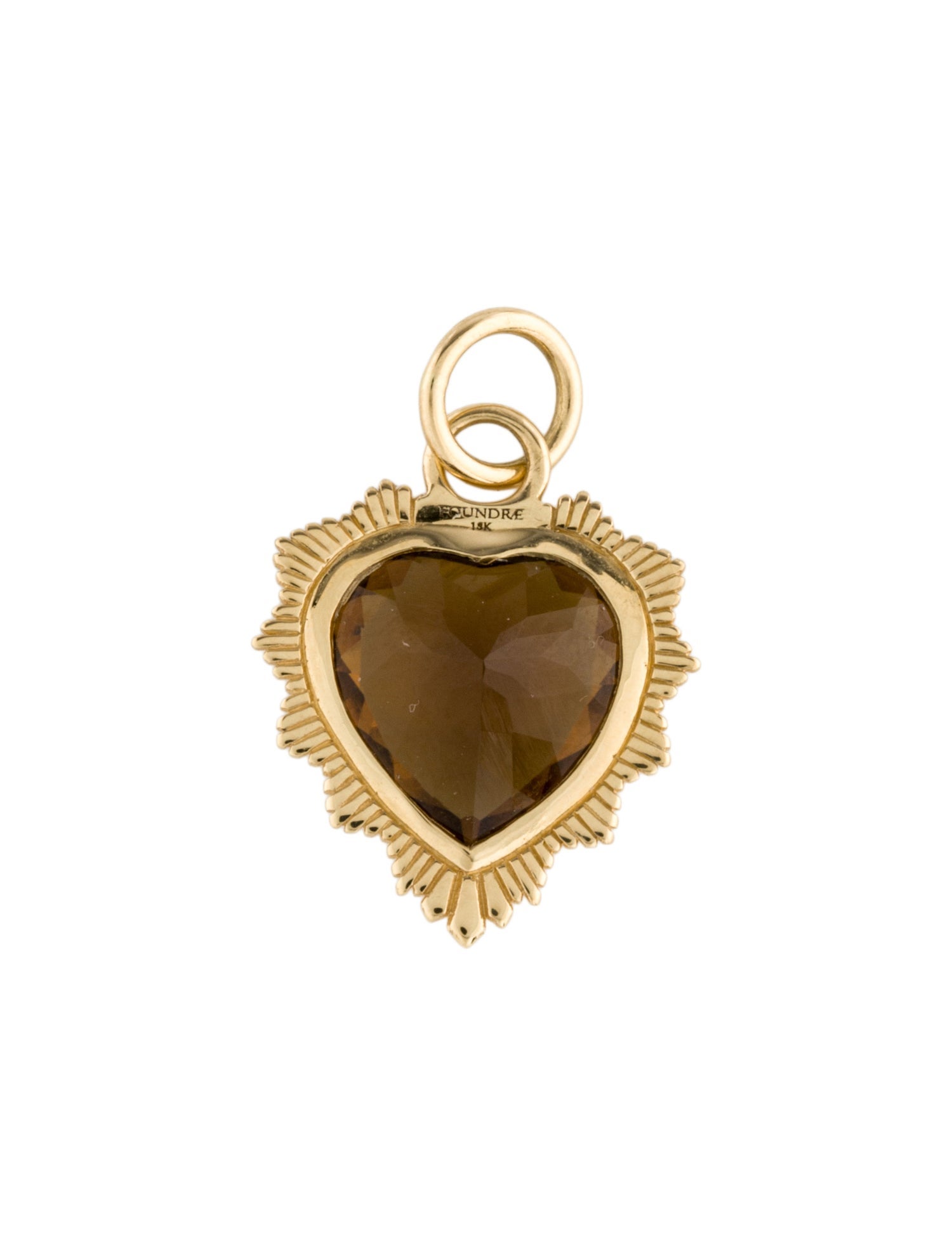 FoundRae 18K 2.74ct Smoky Quartz Heart Medallion Charm