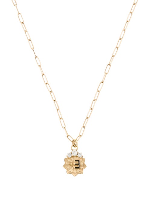 FoundRae 18K Diamond & Enamel New Beginnings Internal Compass Pendant w/ 14K Unbranded Chain