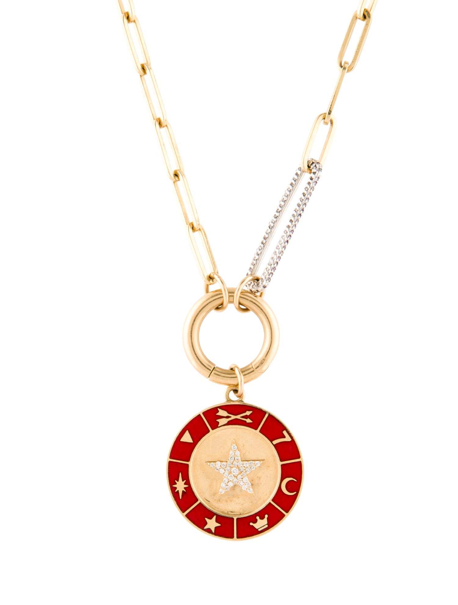 FoundRae 18K Diamond Enamel Star 'Energy & Divine Guidance' Pendant Necklace