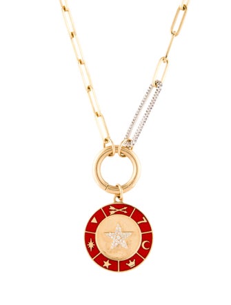 FoundRae 18K Diamond Enamel Star 'Energy & Divine Guidance' Pendant Necklace