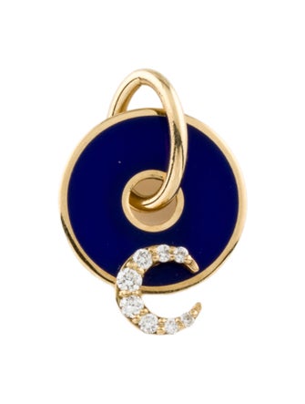FoundRae 18K Diamond Crescent Karma Disk Charm