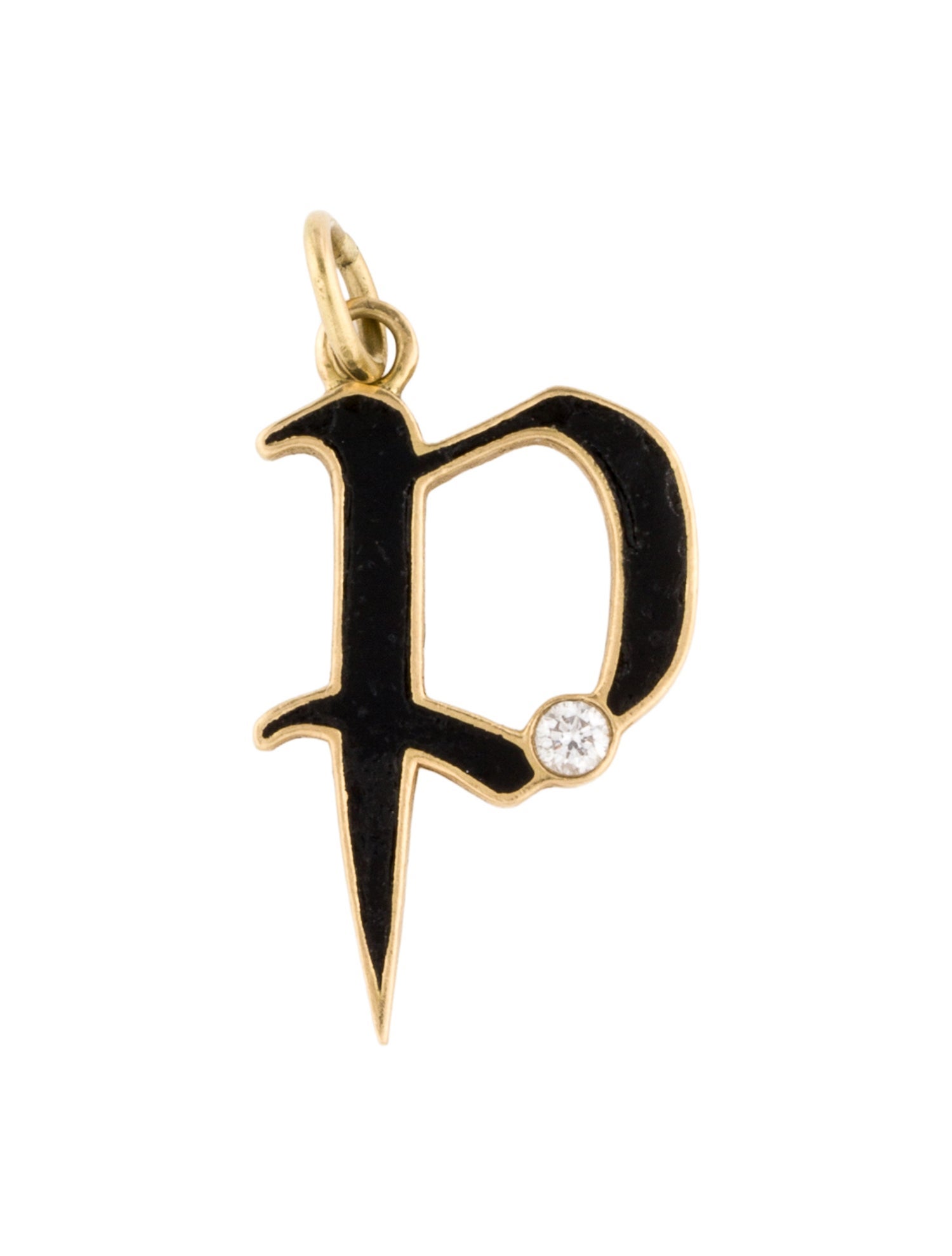 FoundRae 18K Enamel & Diamond Point Initial 'P' Charm