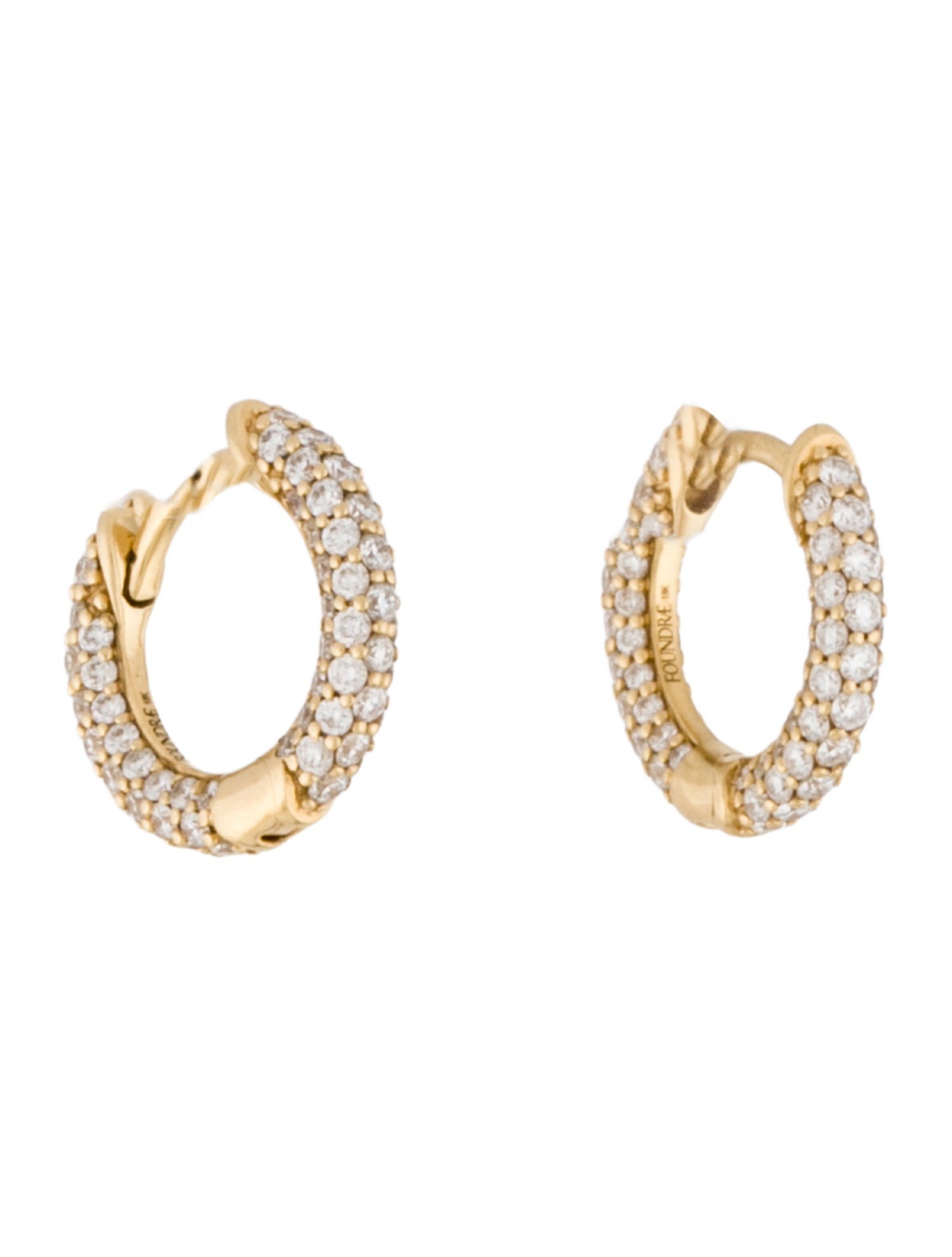 FoundRae 18K Diamond Petite Pave Chubby Hoop Earrings