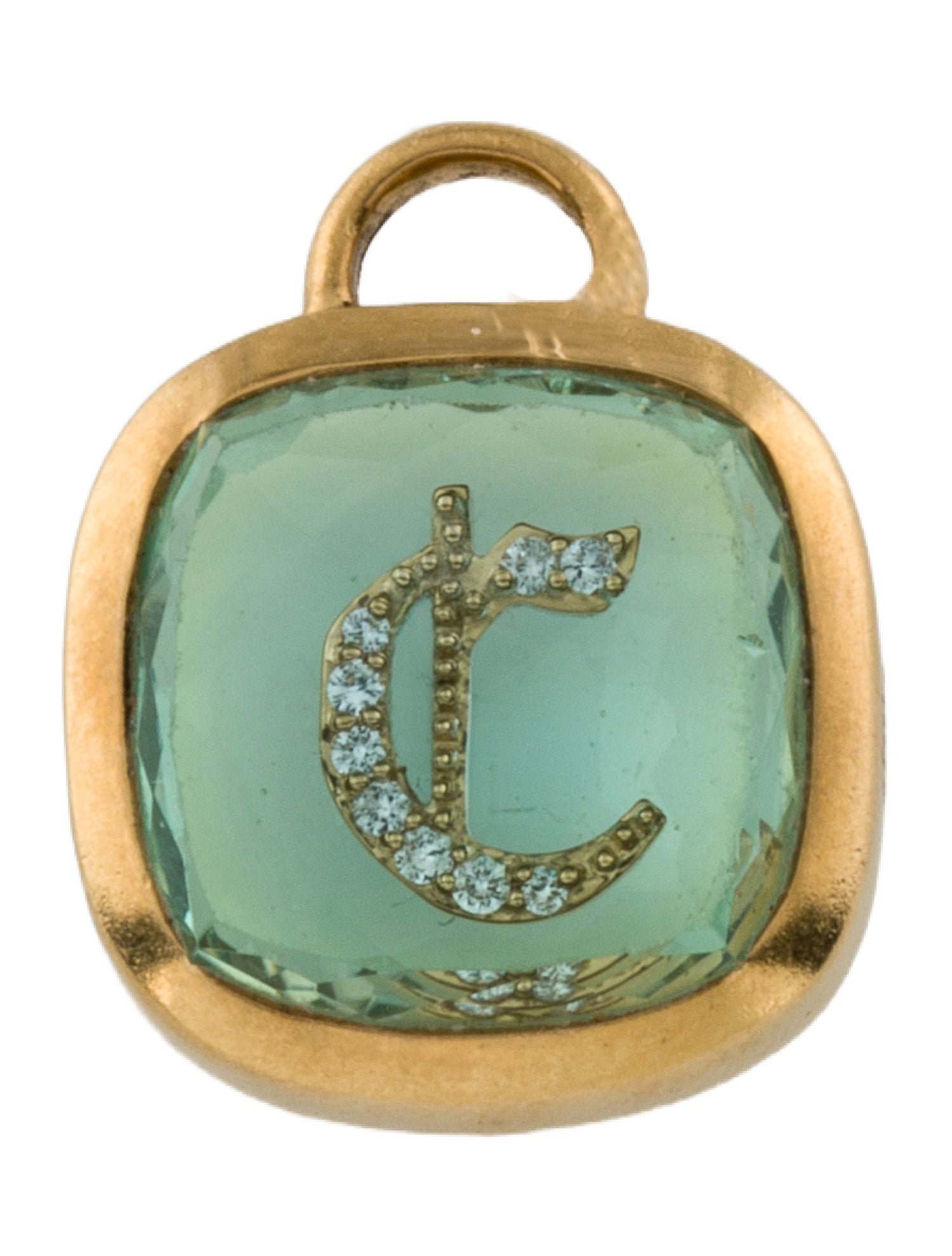 FoundRae 18K Topaz Triplet & Diamond Initial 'C' Pendant