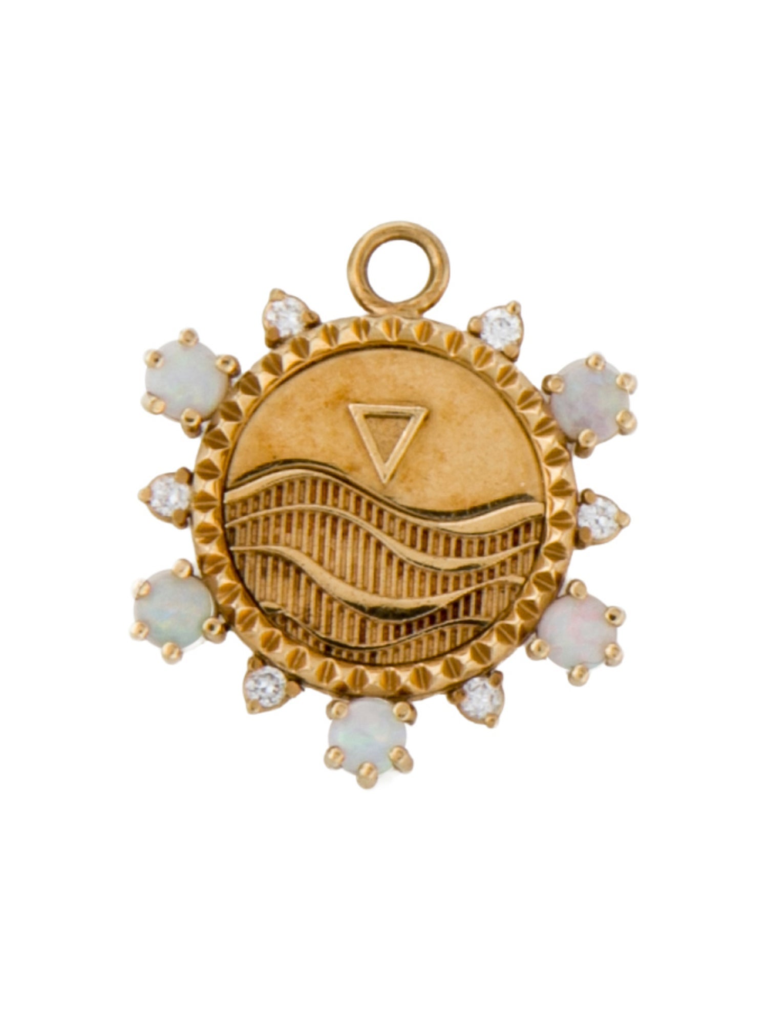 FoundRae 18K Opal & Diamond Astrology Water Badge Medallion Charm