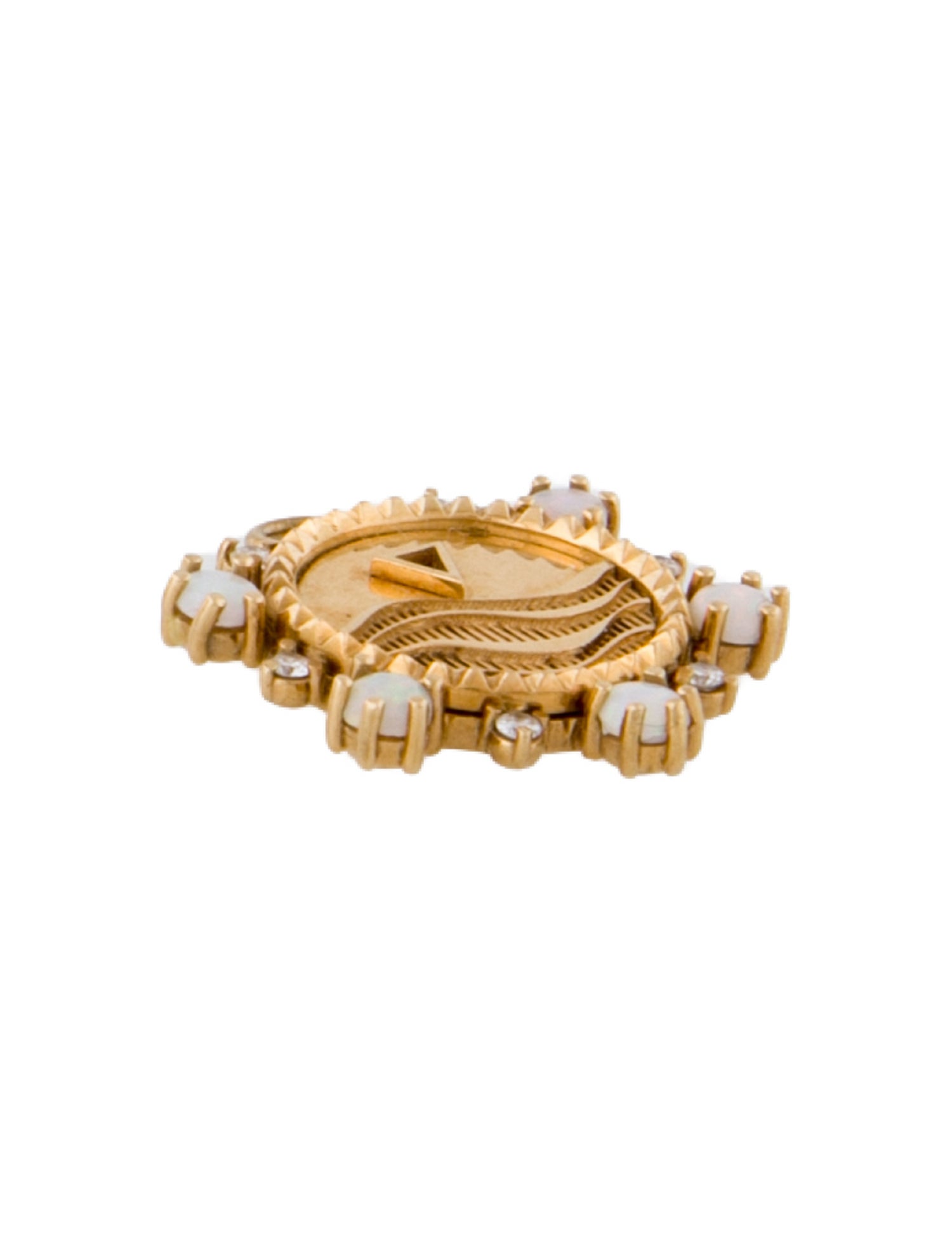 FoundRae 18K Opal & Diamond Astrology Water Badge Medallion Charm