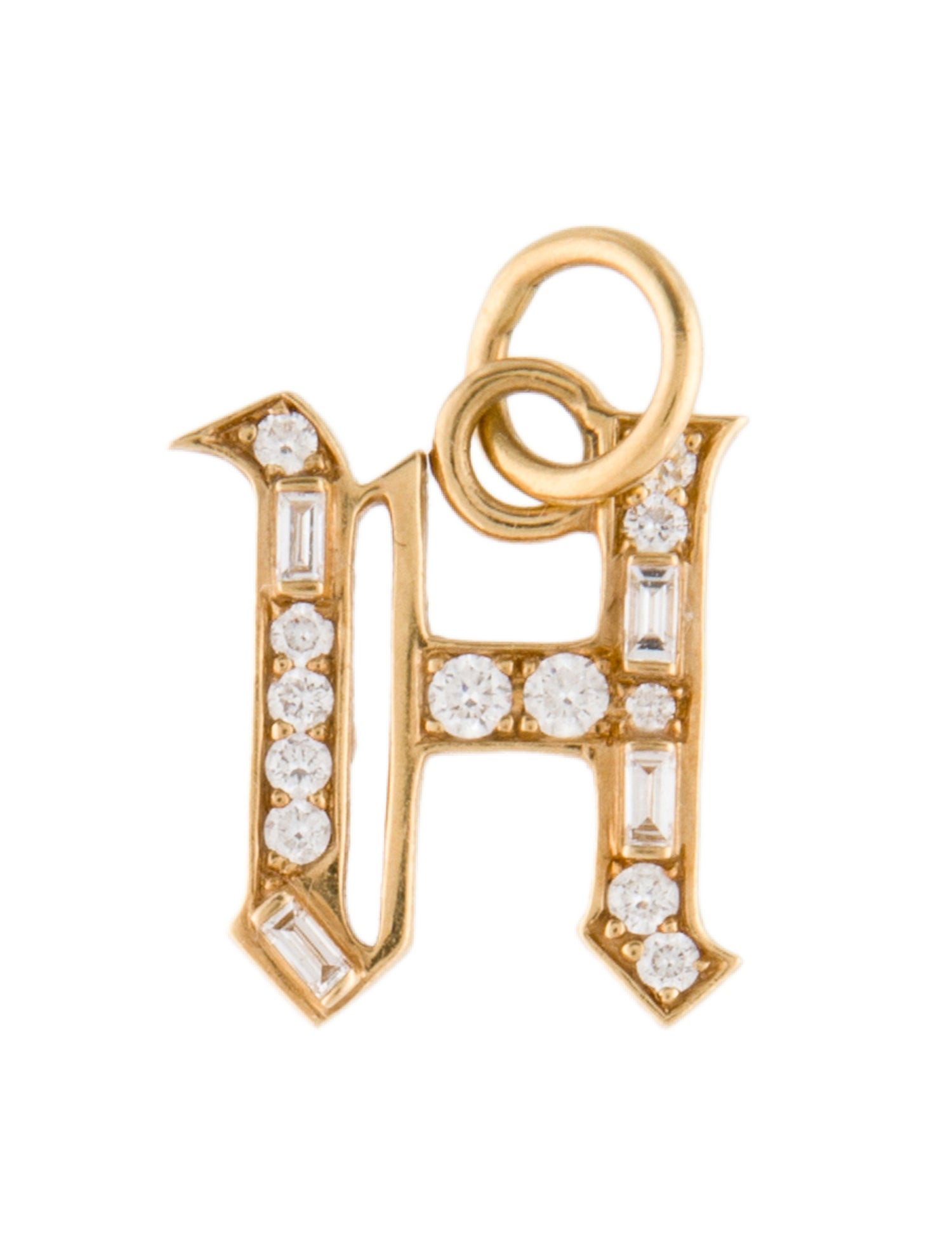 FoundRae 18K Diamond Initial 'H' Charm Pendant