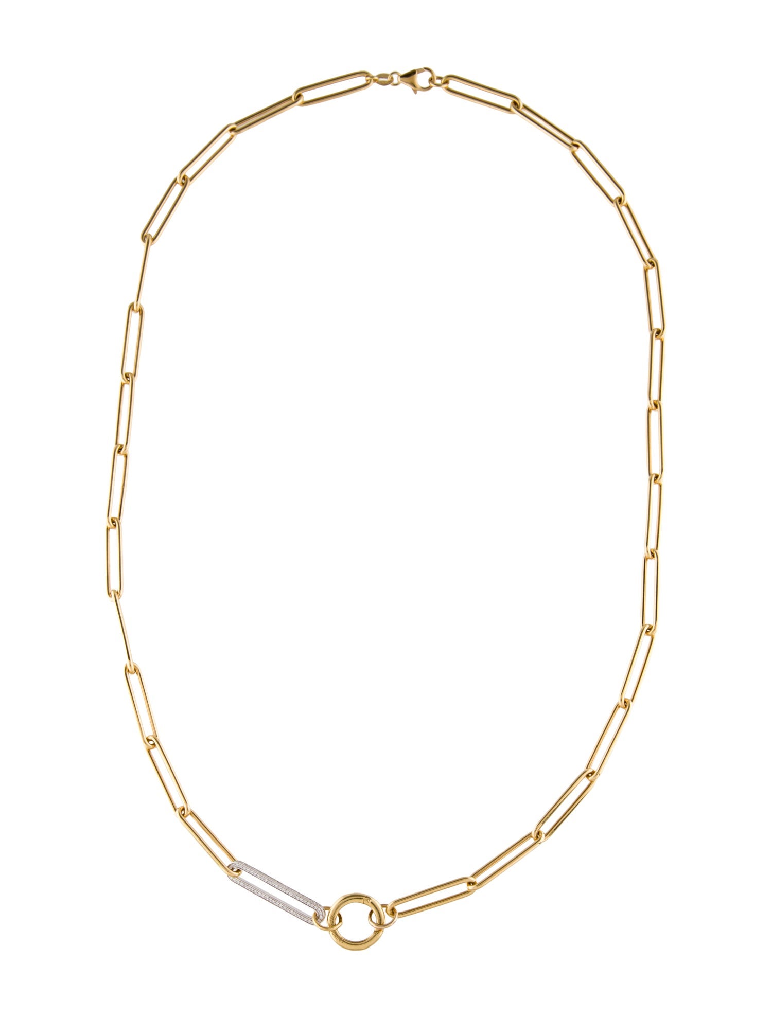 FoundRae 18K Diamond Link Classic Fob Open Clip Chain Necklace