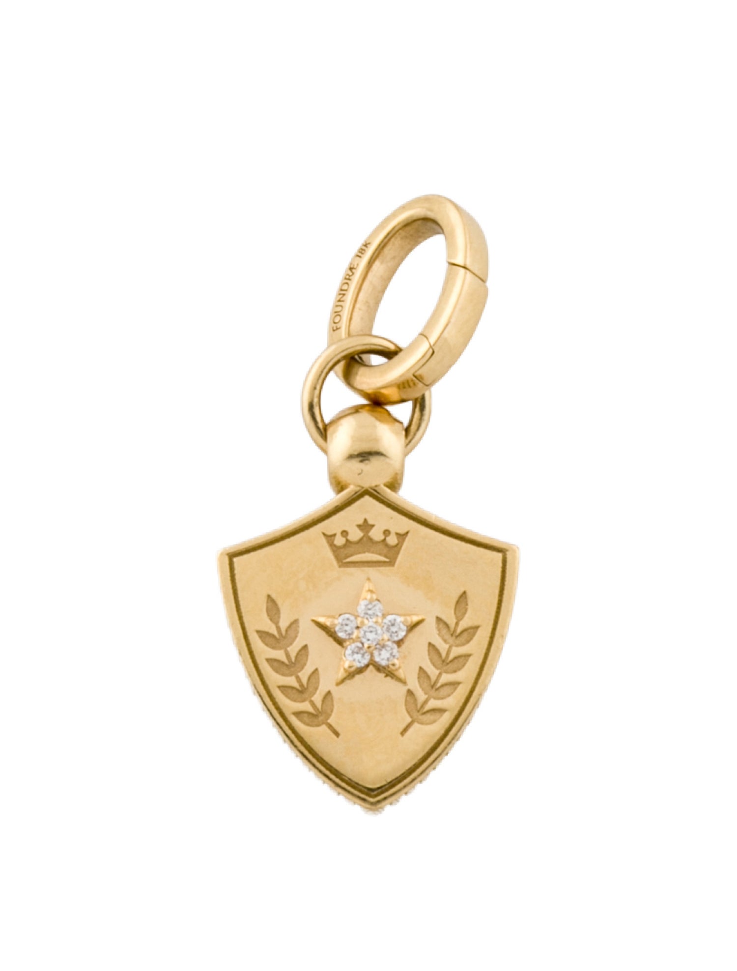 FoundRae 18K Diamond Per Aspera Ad Astra Mini Crest Pendant With Oval Push Gate Annex
