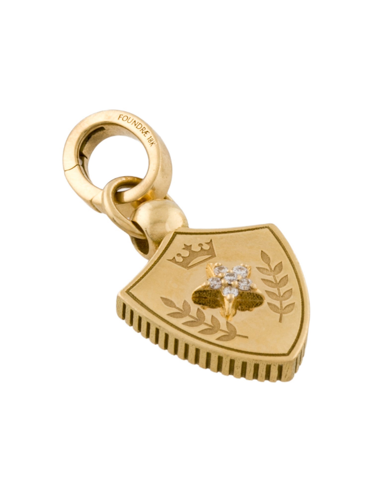 FoundRae 18K Diamond Per Aspera Ad Astra Mini Crest Pendant With Oval Push Gate Annex