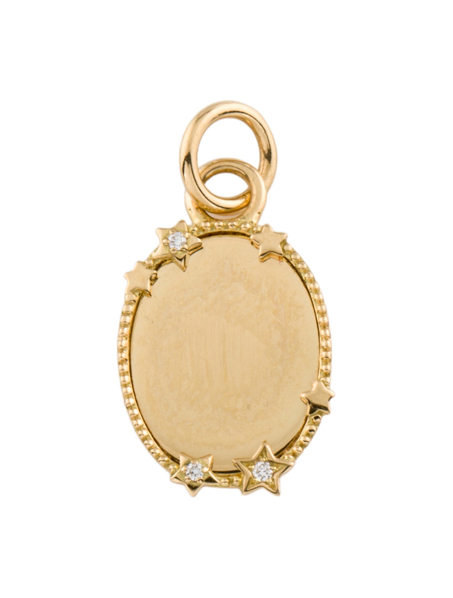 FoundRae 18K Diamond Personalized Miniature Engravable Oval Disk Pendant