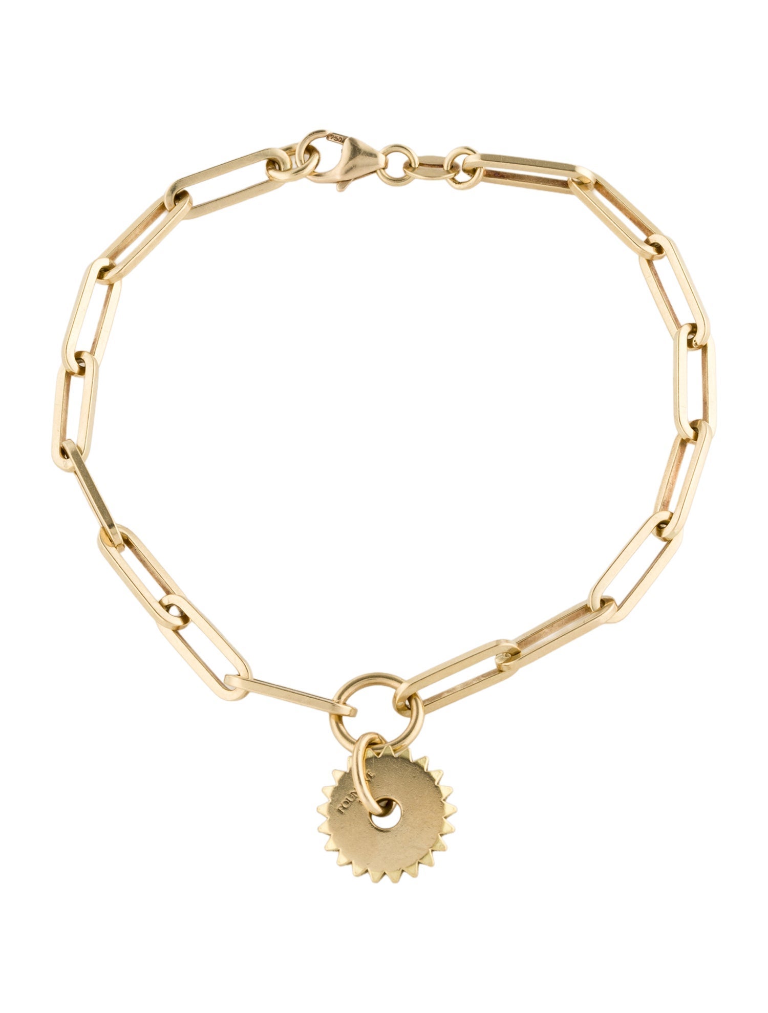 FoundRae 18K Enamel Blossoms Resilience Disc Clip Link Bracelet