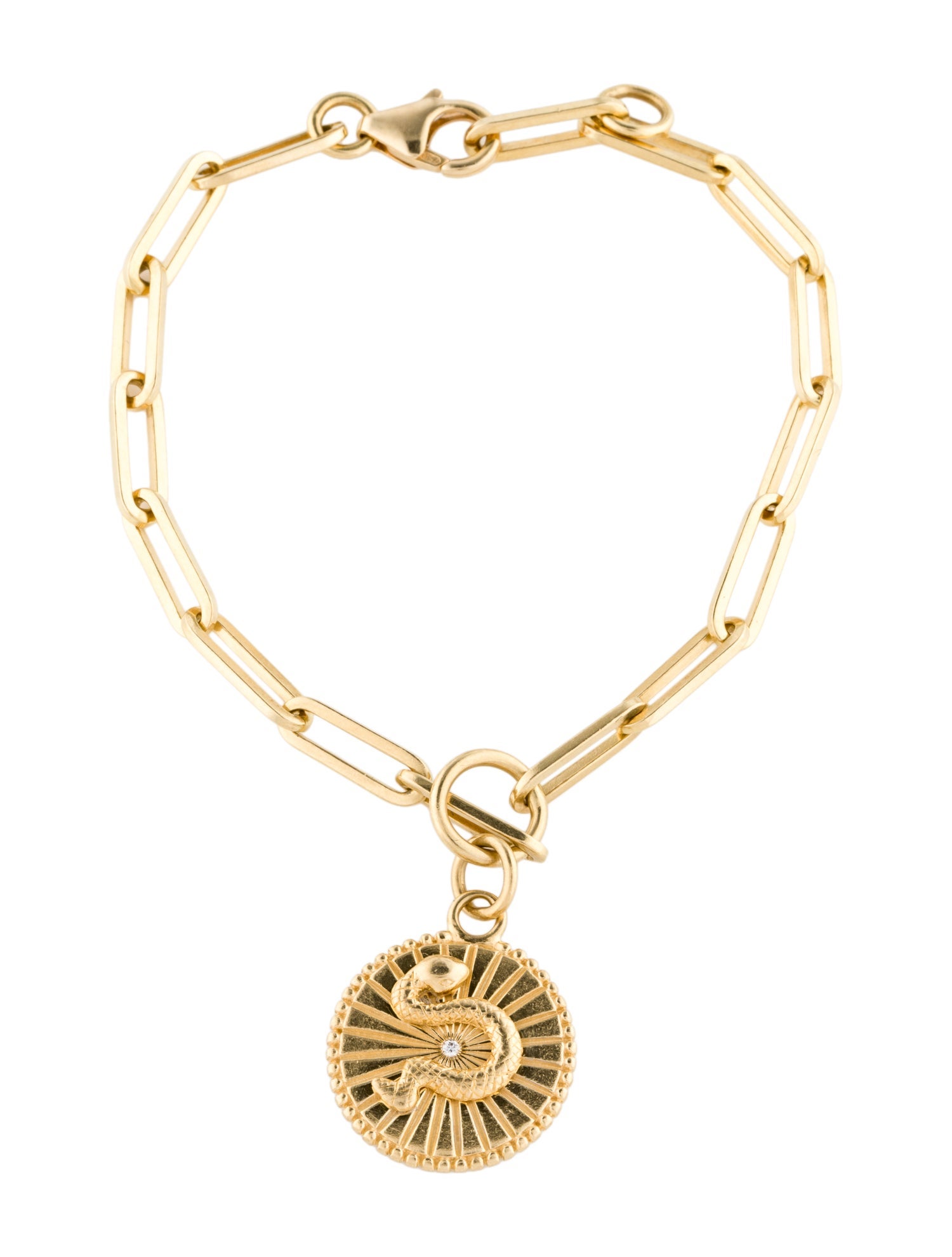 FoundRae 18K Diamond Wholeness Medallion Charm Bracelet