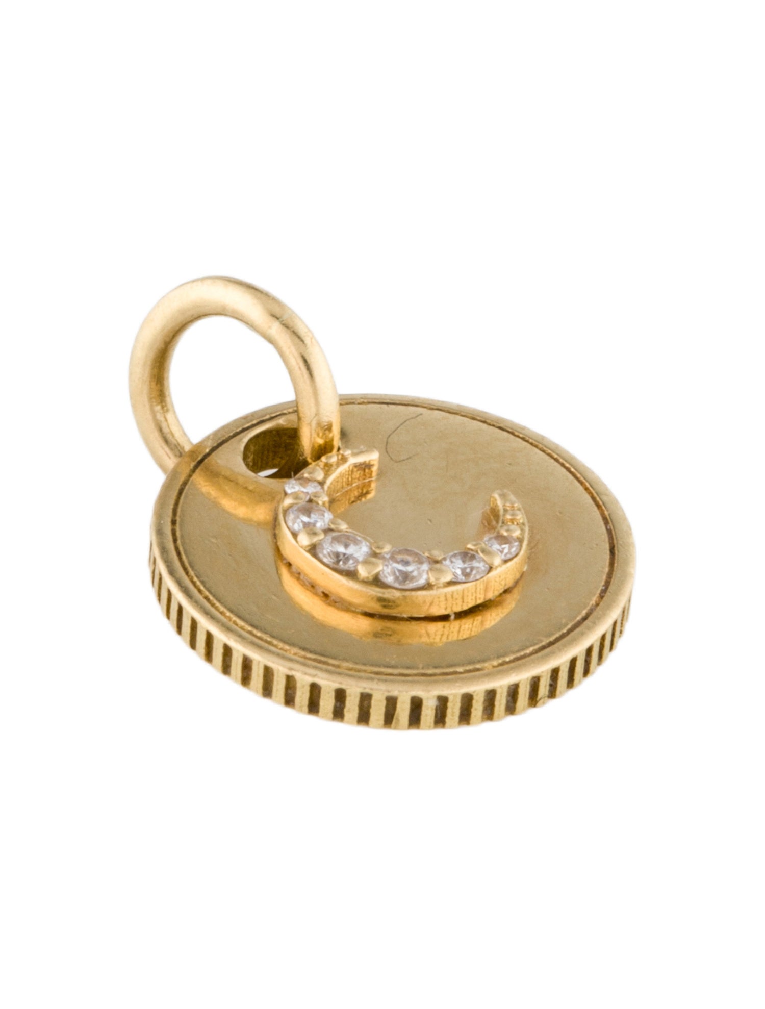 FoundRae 18K Diamond Crescent Mini Coin Charm