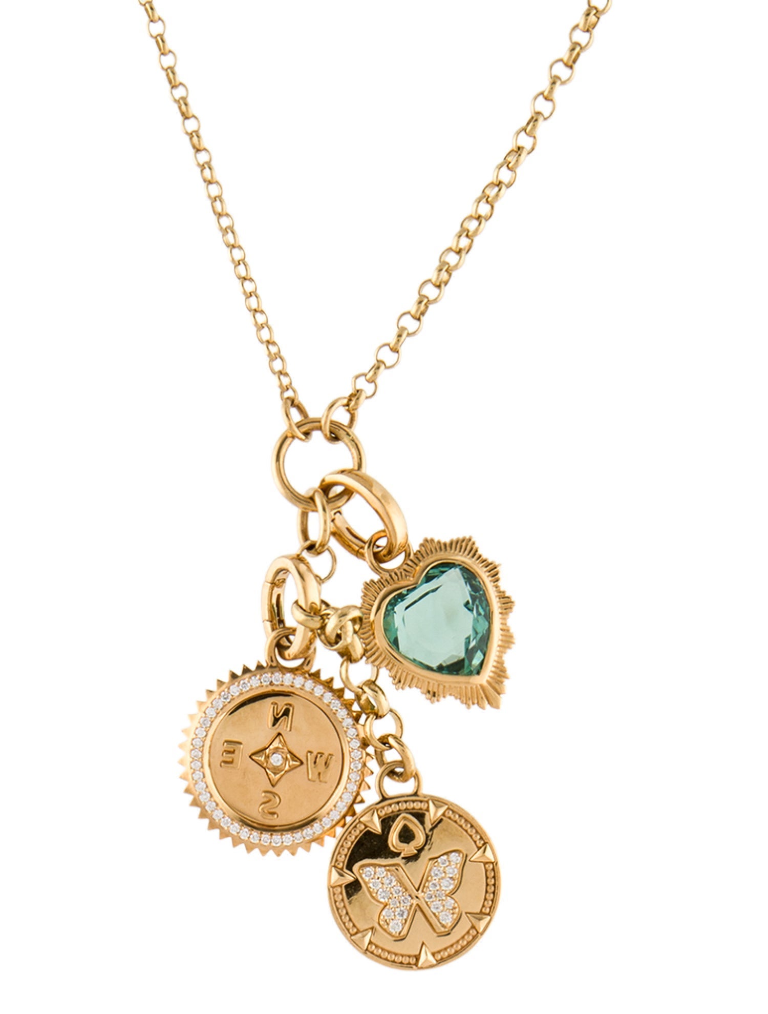 FoundRae 18K Diamond Reverie, Compass & Heart Pendant Necklace