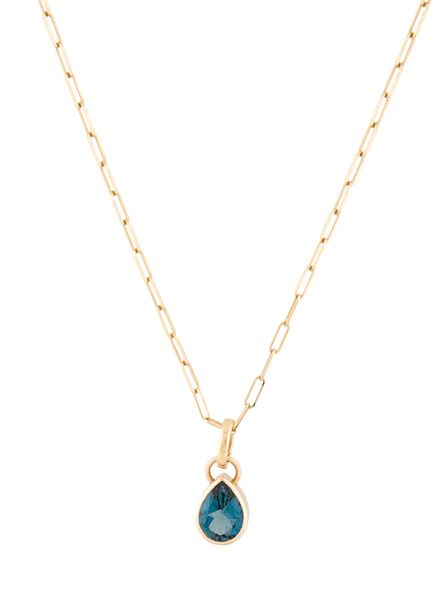 FoundRae 18K Topaz Pendant w/ 14K Paperclip Chain Necklace