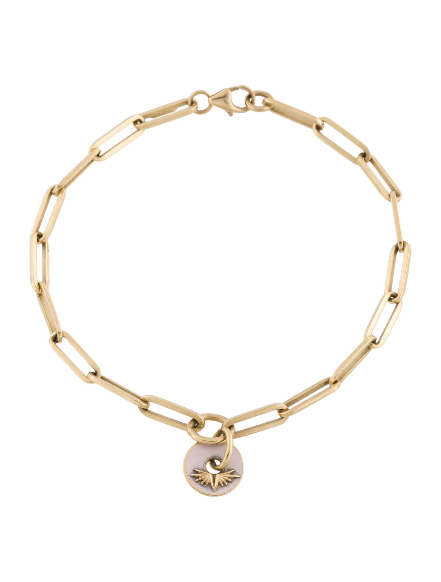 FoundRae 18K Enamel Disk Classic FOB Clip Chain Bracelet