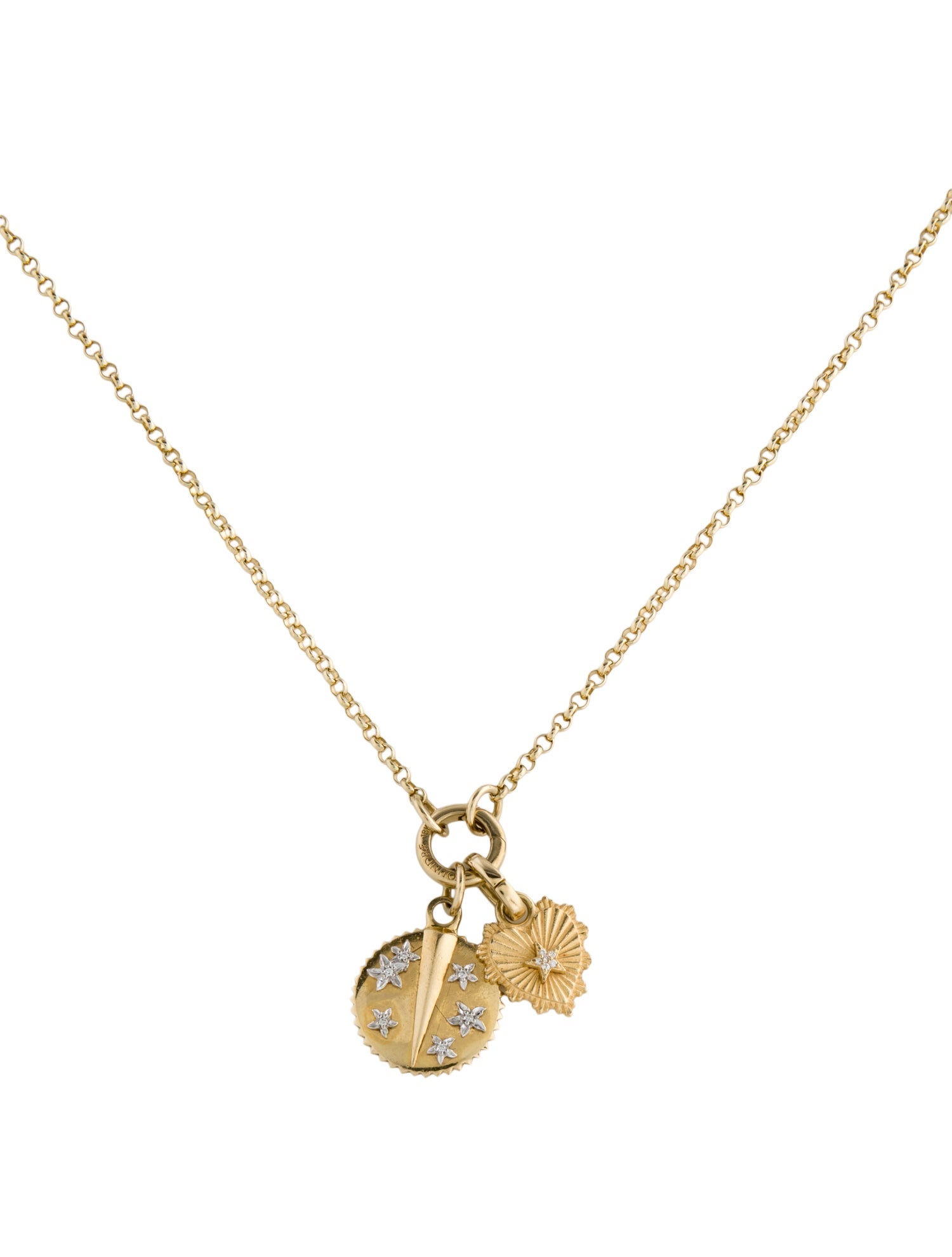 FoundRae 18K Diamond Resilience & Heart Charm Pendant Necklace
