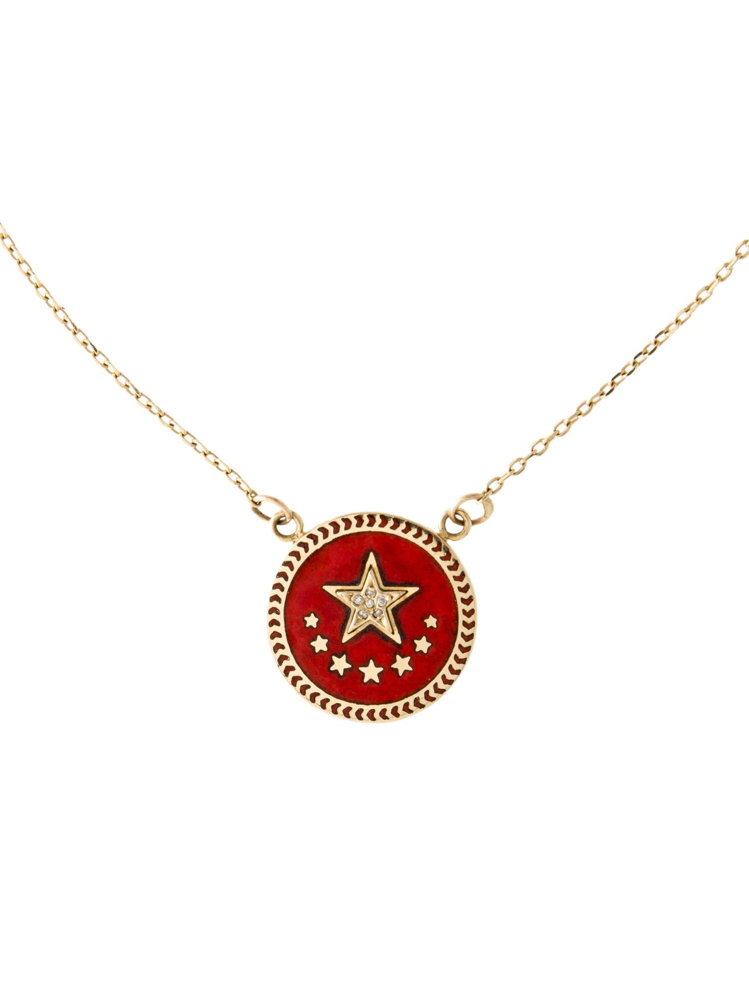 FoundRae 18K Diamond & Enamel Strength Champleve Pendant Necklace