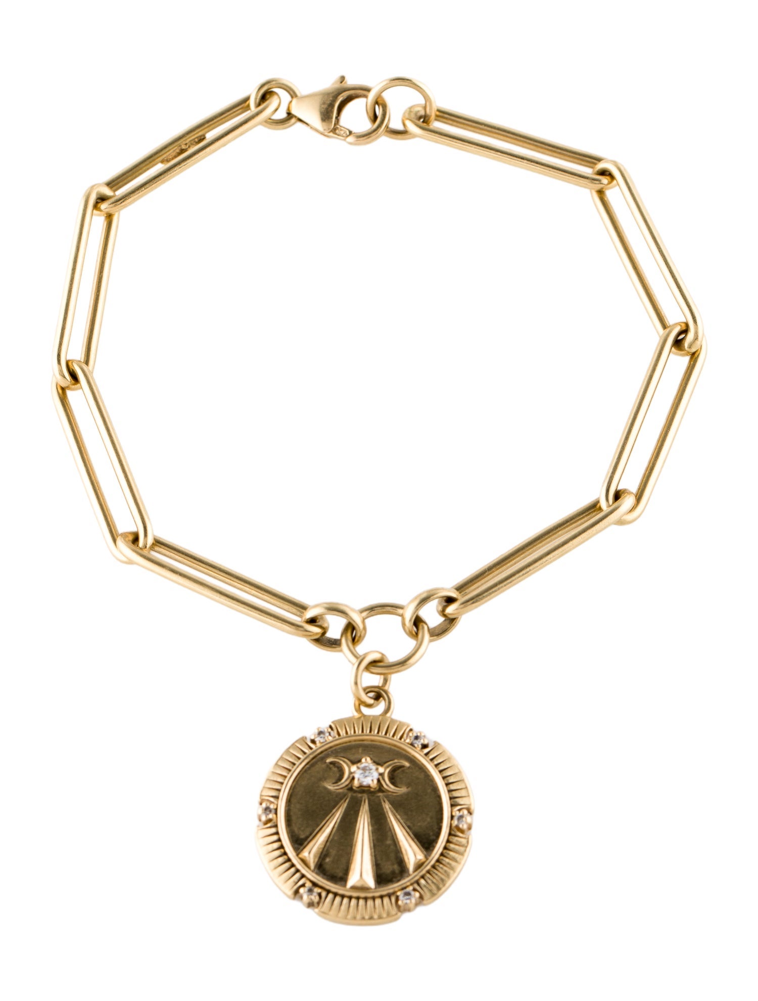 FoundRae 18K Diamond Mind, Body ,Soul Wholeness Charm Bracelet