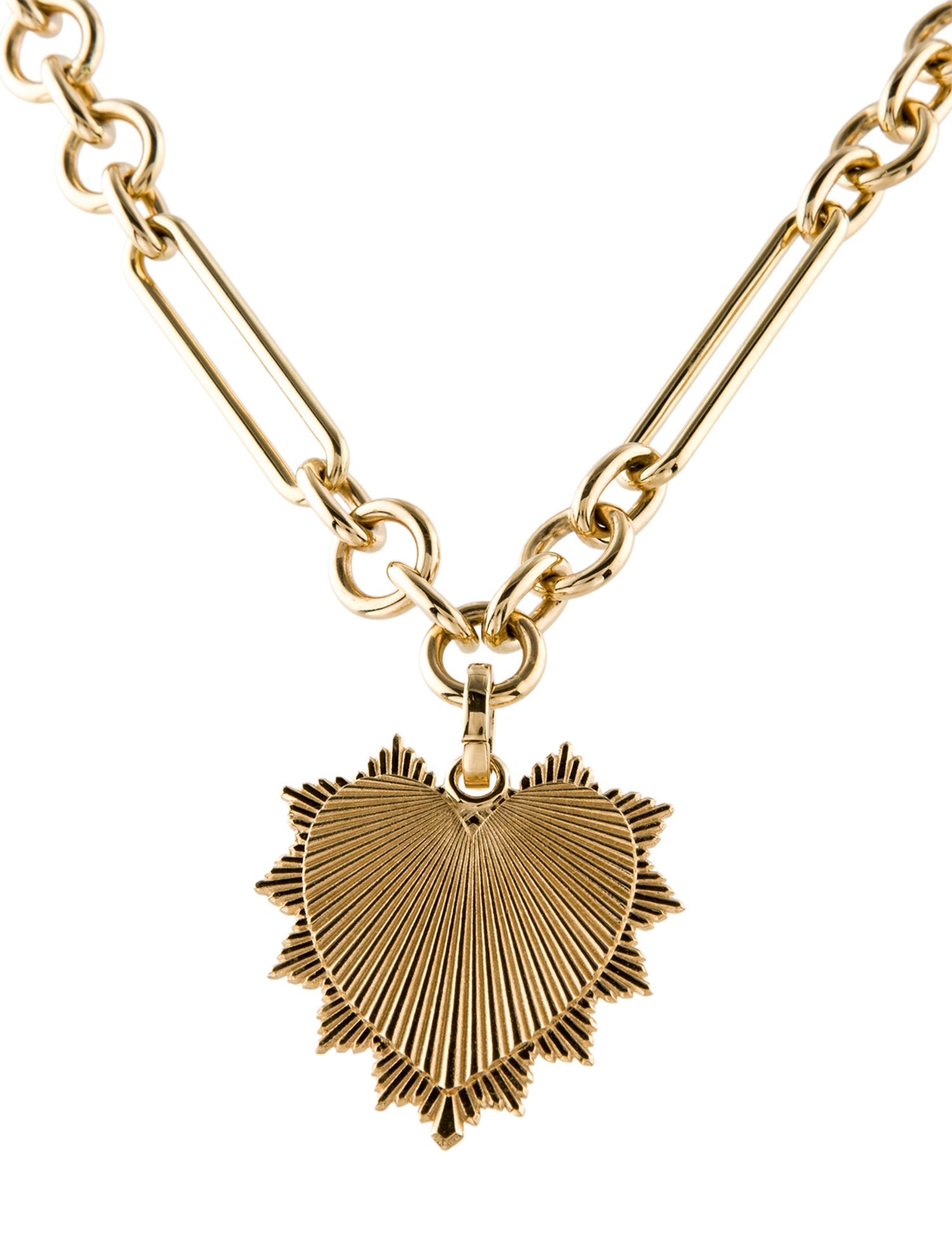 FoundRae 18K Heart Medallion Pendant Annex Link Necklace