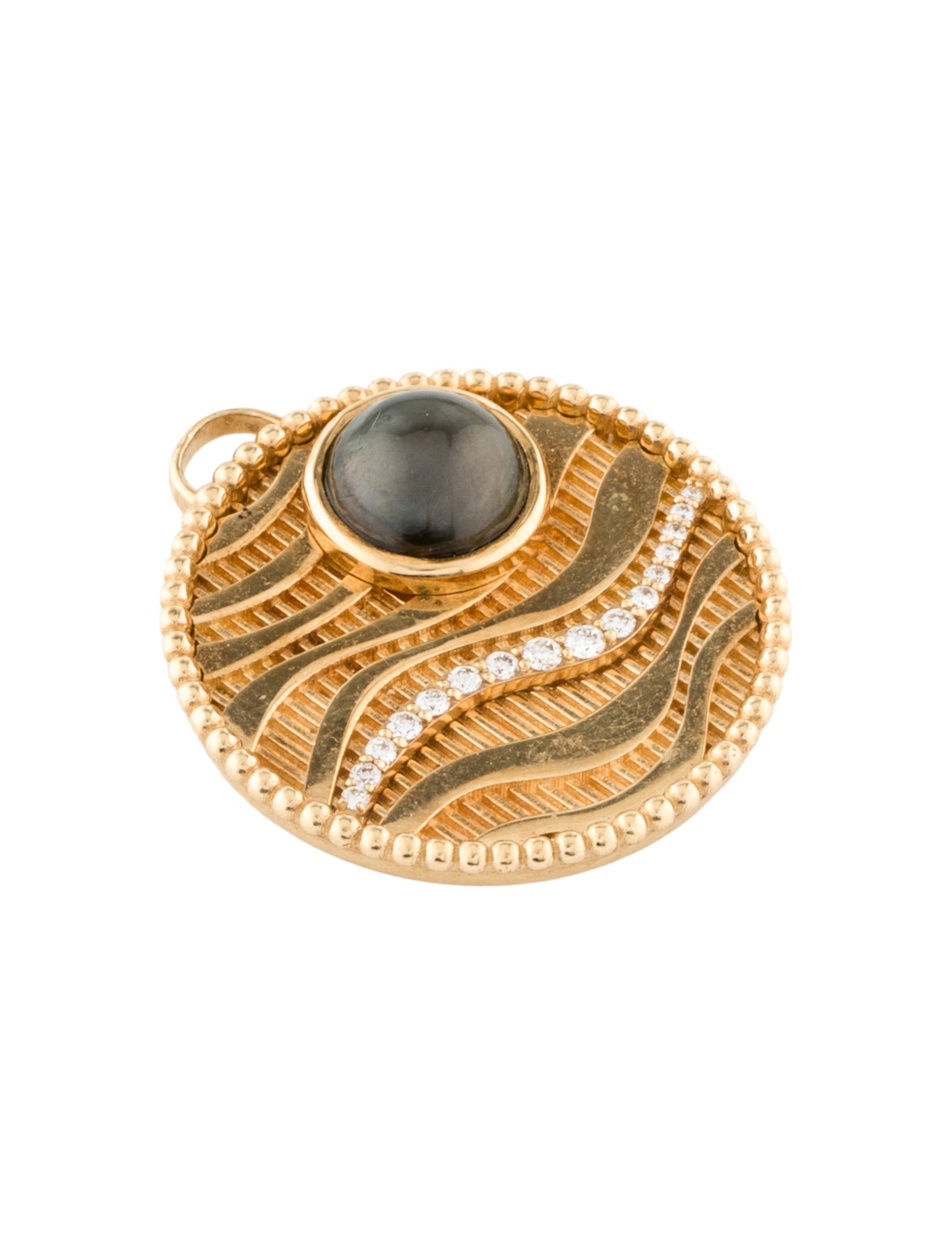 FoundRae 18K Tahitian Pearl & Diamond Sana Wholeness Large Specialty Medallion Pendant