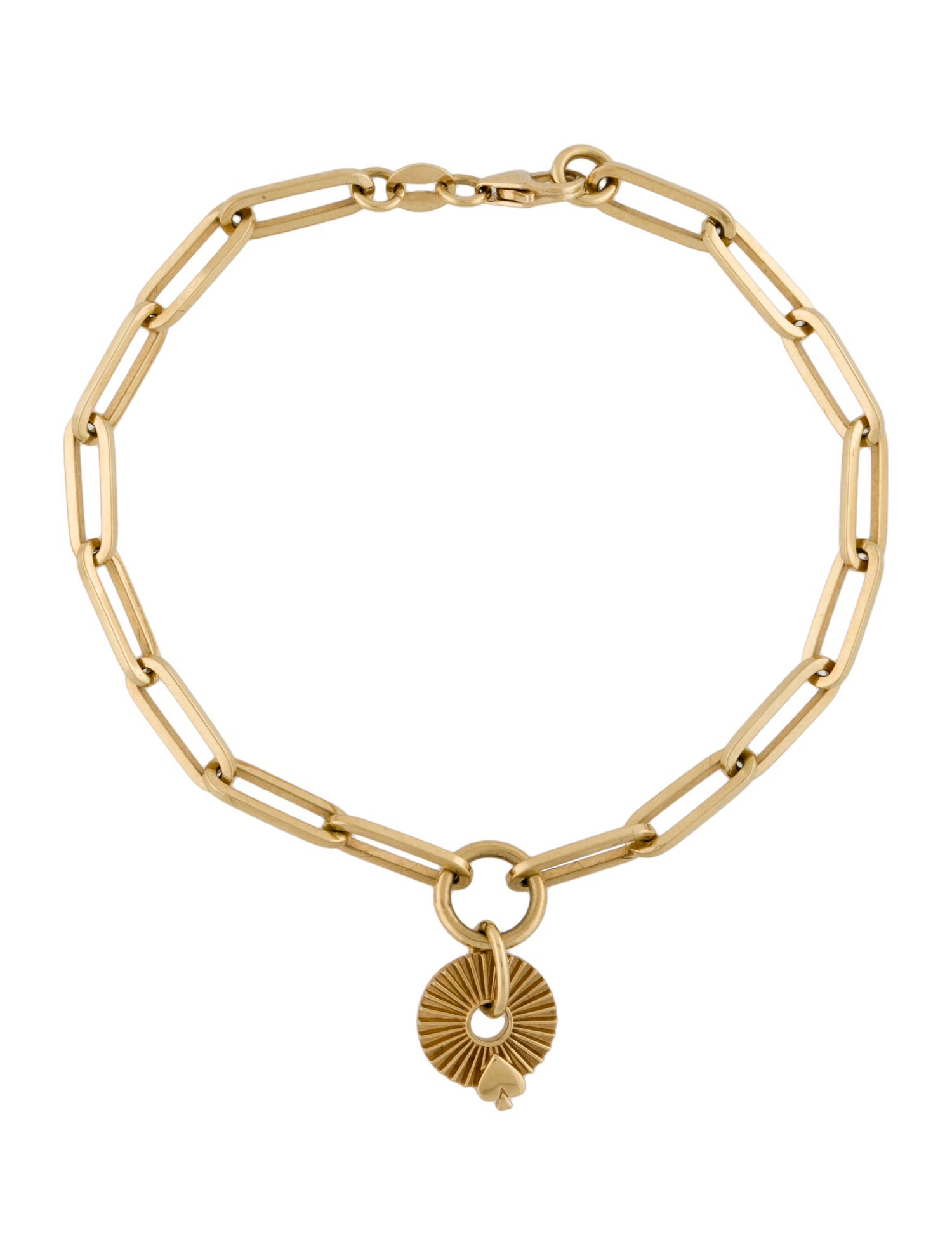 FoundRae 18K Spade Disk Classic FOB Clip Chain Bracelet