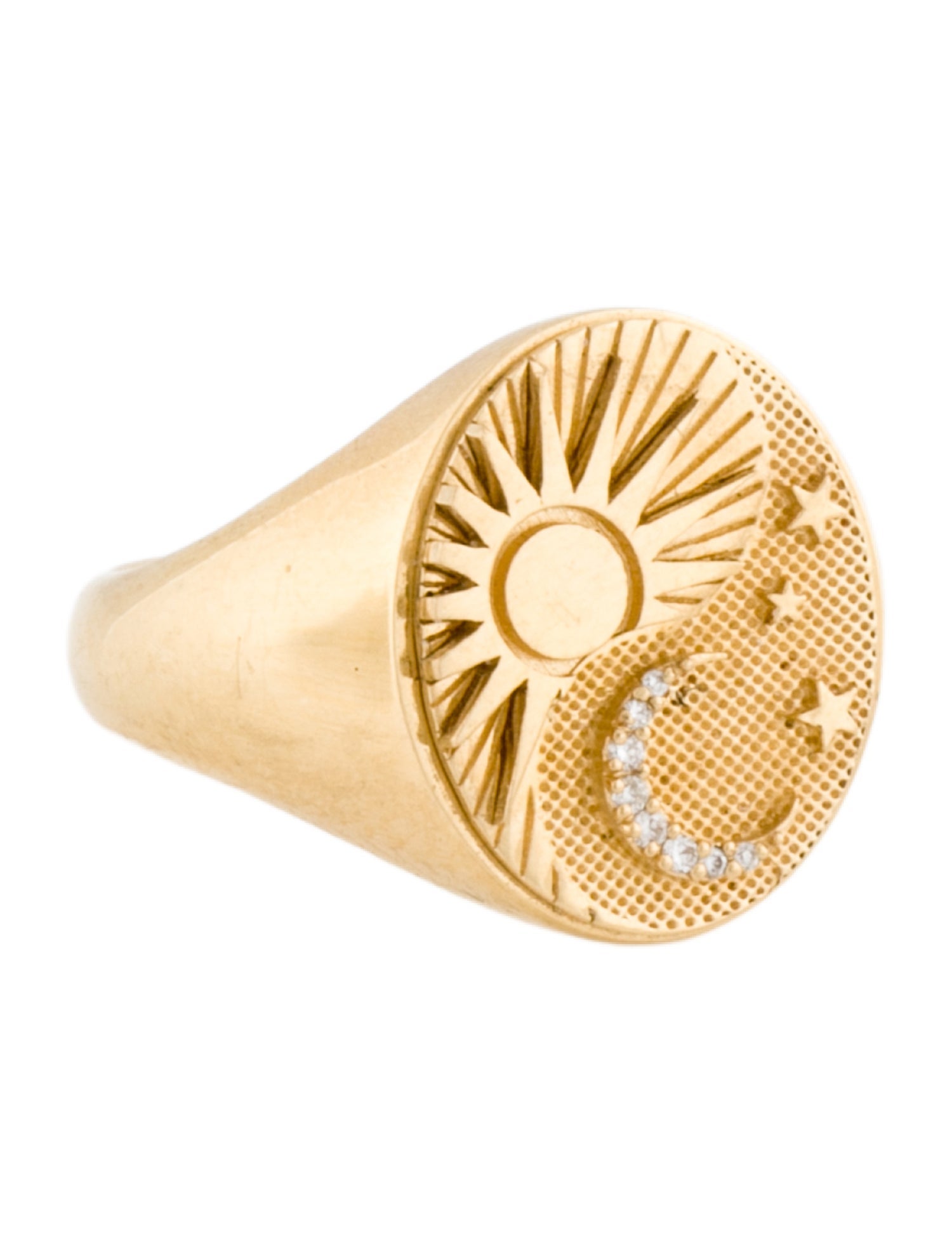 FoundRae 18K Diamond Balance Classic Signet Ring