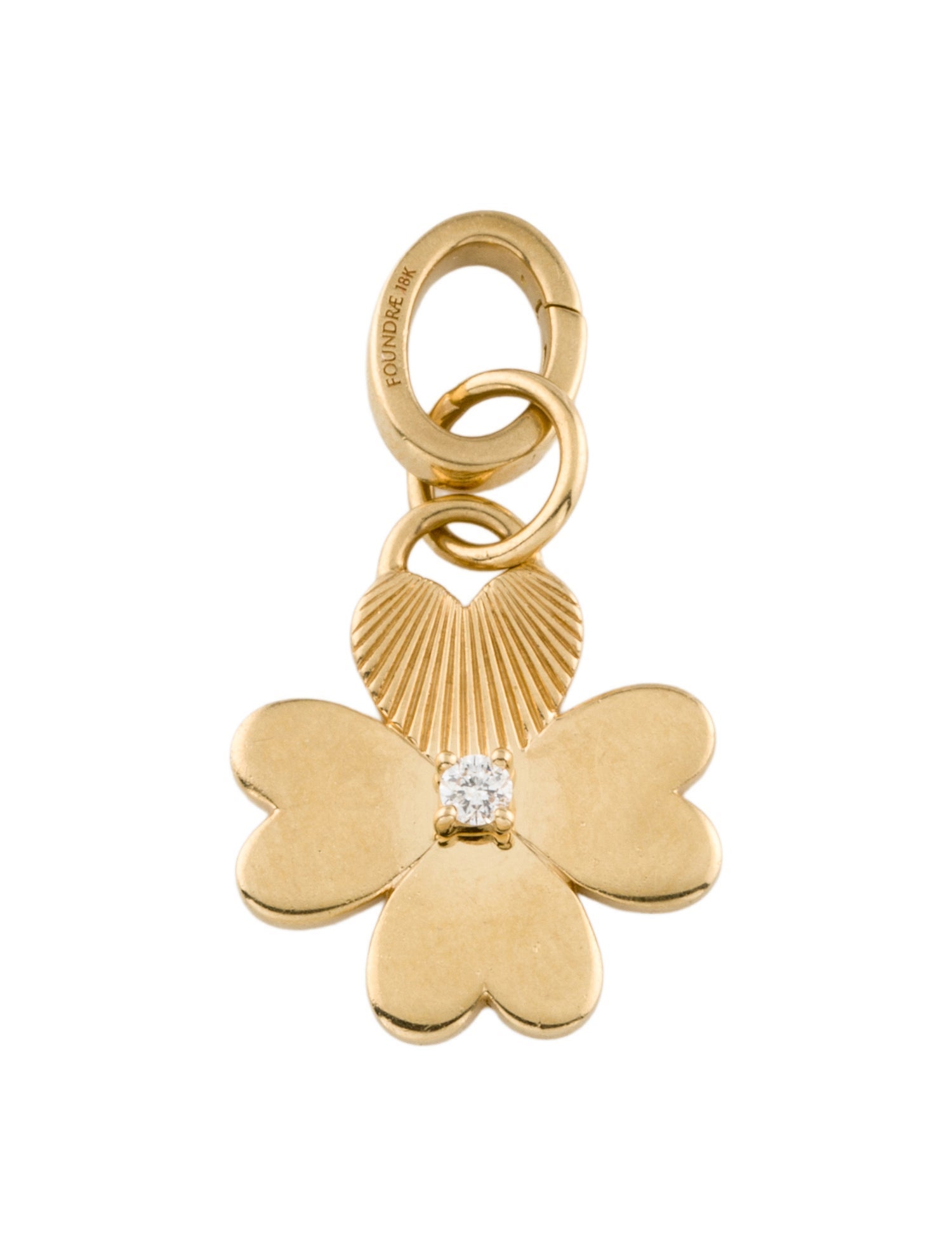 FoundRae 18K Diamond Engravable Miniature Four Heart Clover Charm Pendant