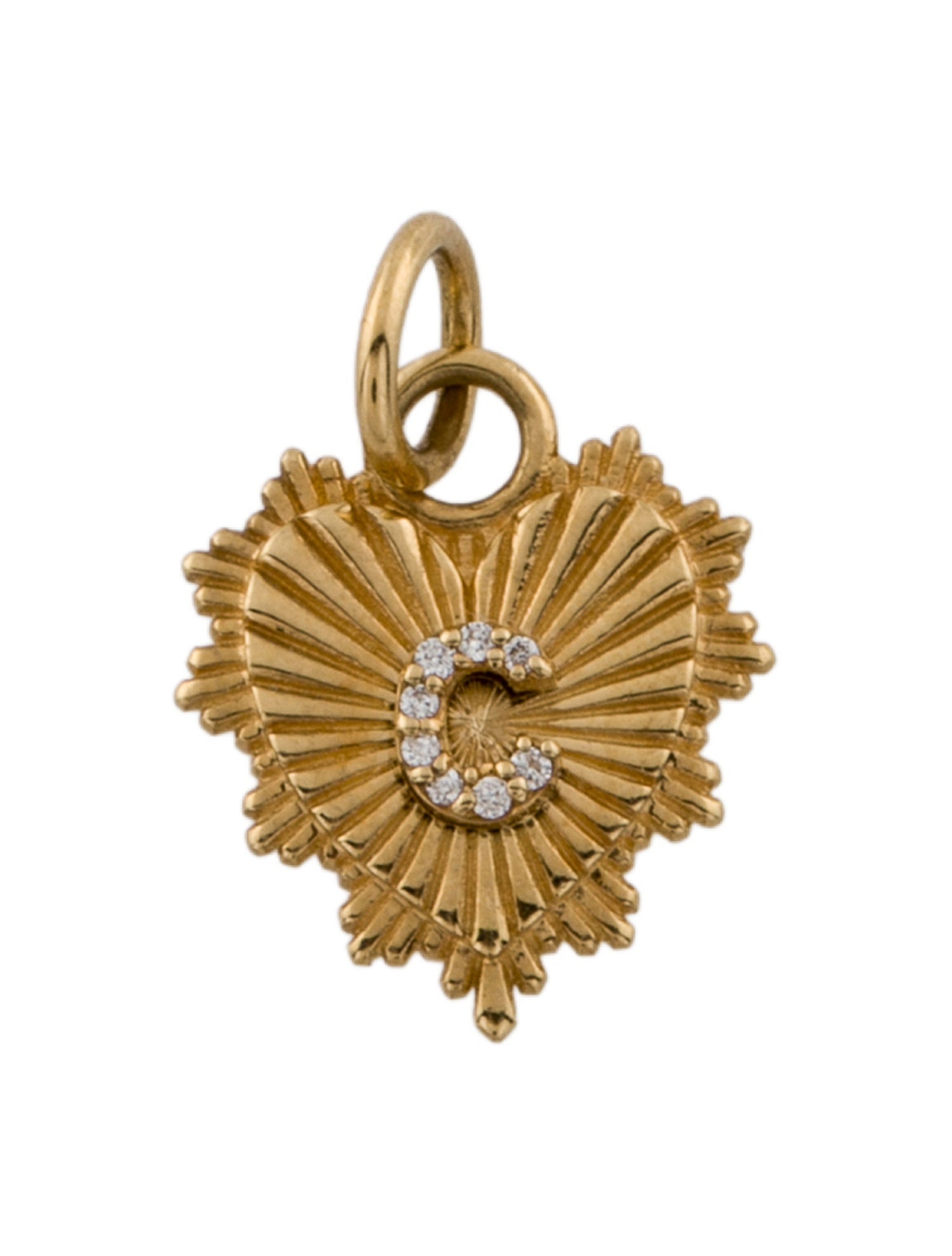 FoundRae 18K Diamond Initial 'C' Heart Miniature Medallion