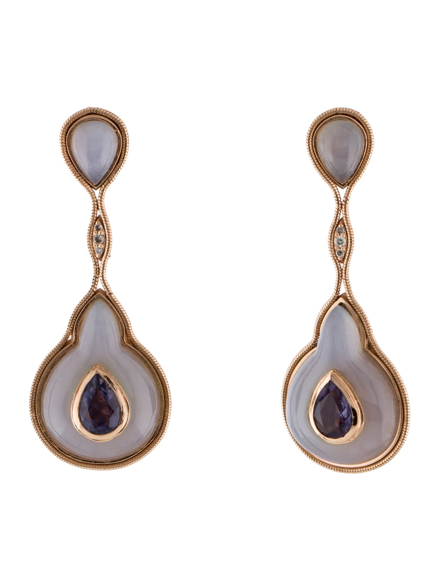 Fernando Jorge 18K Iolite & Chalcedony Fluid Drop Earrings
