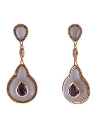 Fernando Jorge 18K Iolite & Chalcedony Fluid Drop Earrings