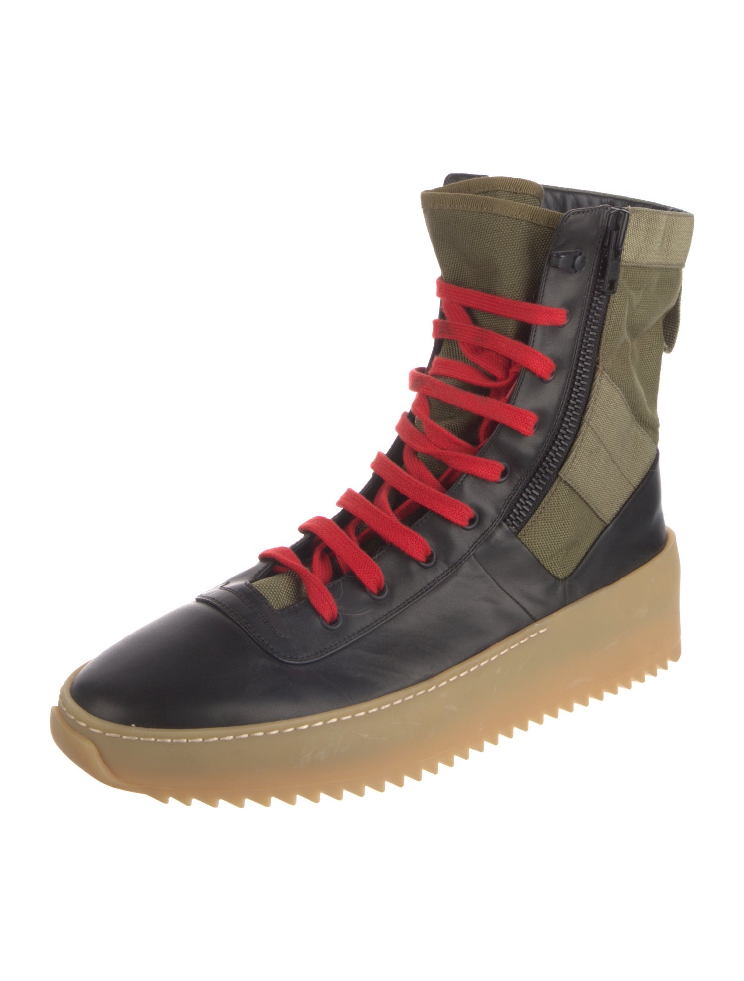 Fear Of God Canvas Colorblock Pattern Lace-Up Boots