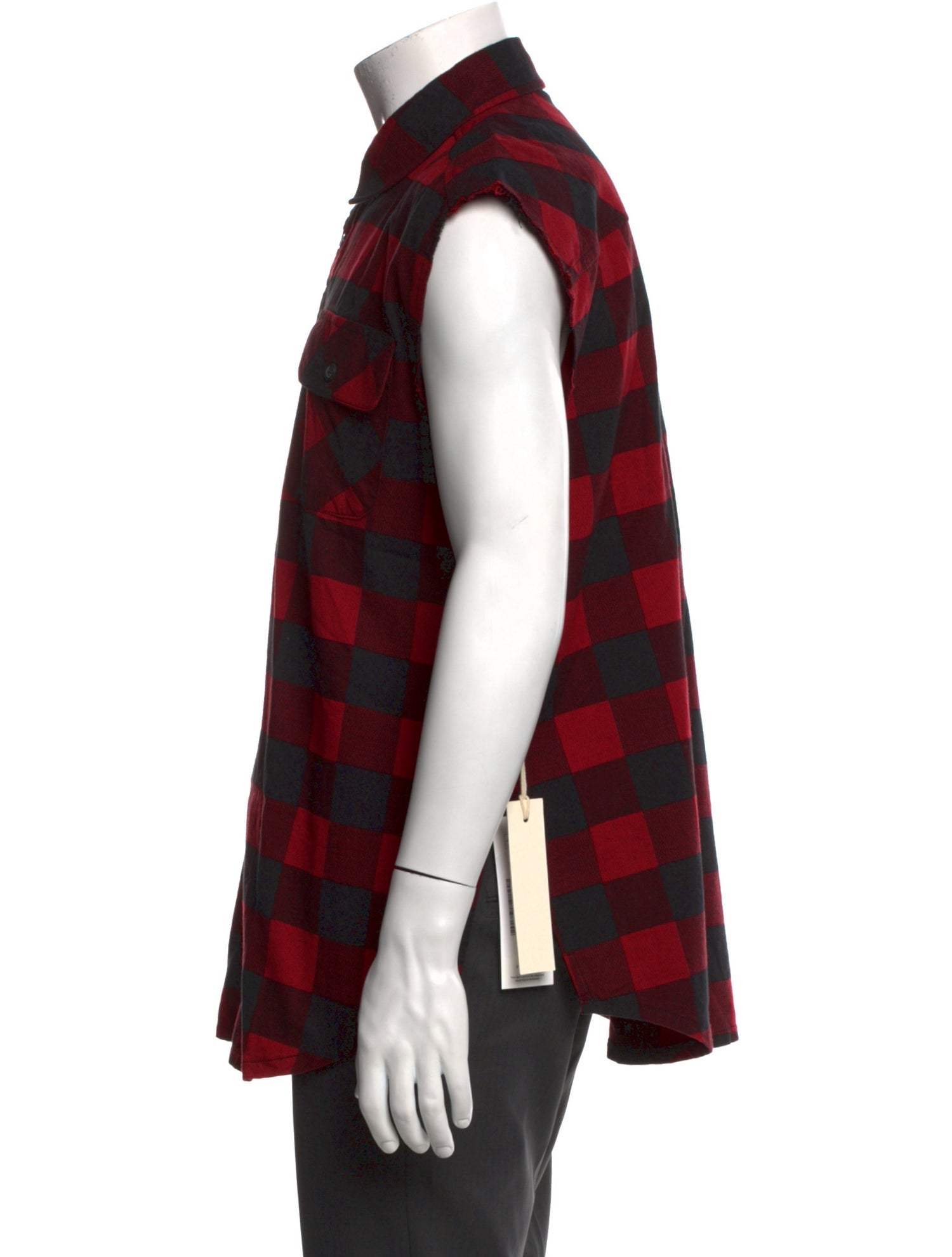 FOG Fear Of God Plaid Print Sleeveless Shirt