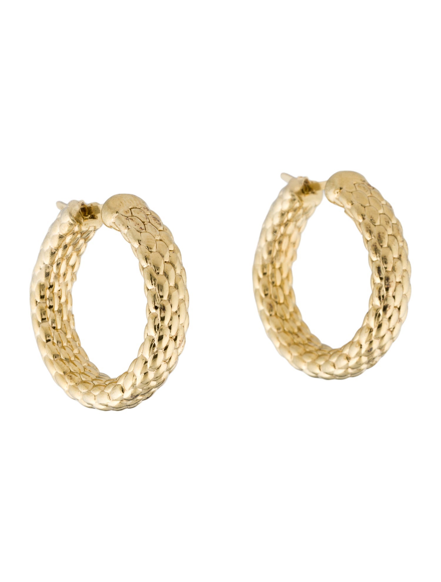 Fope 18K Textured Hoop Earrings