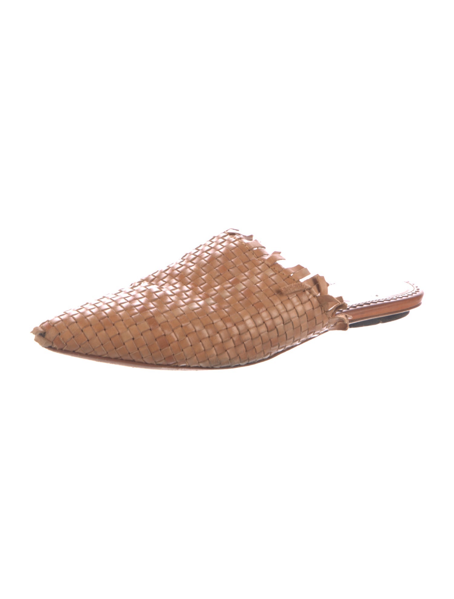 forte_forte Leather Fringe Trim Accent Mules