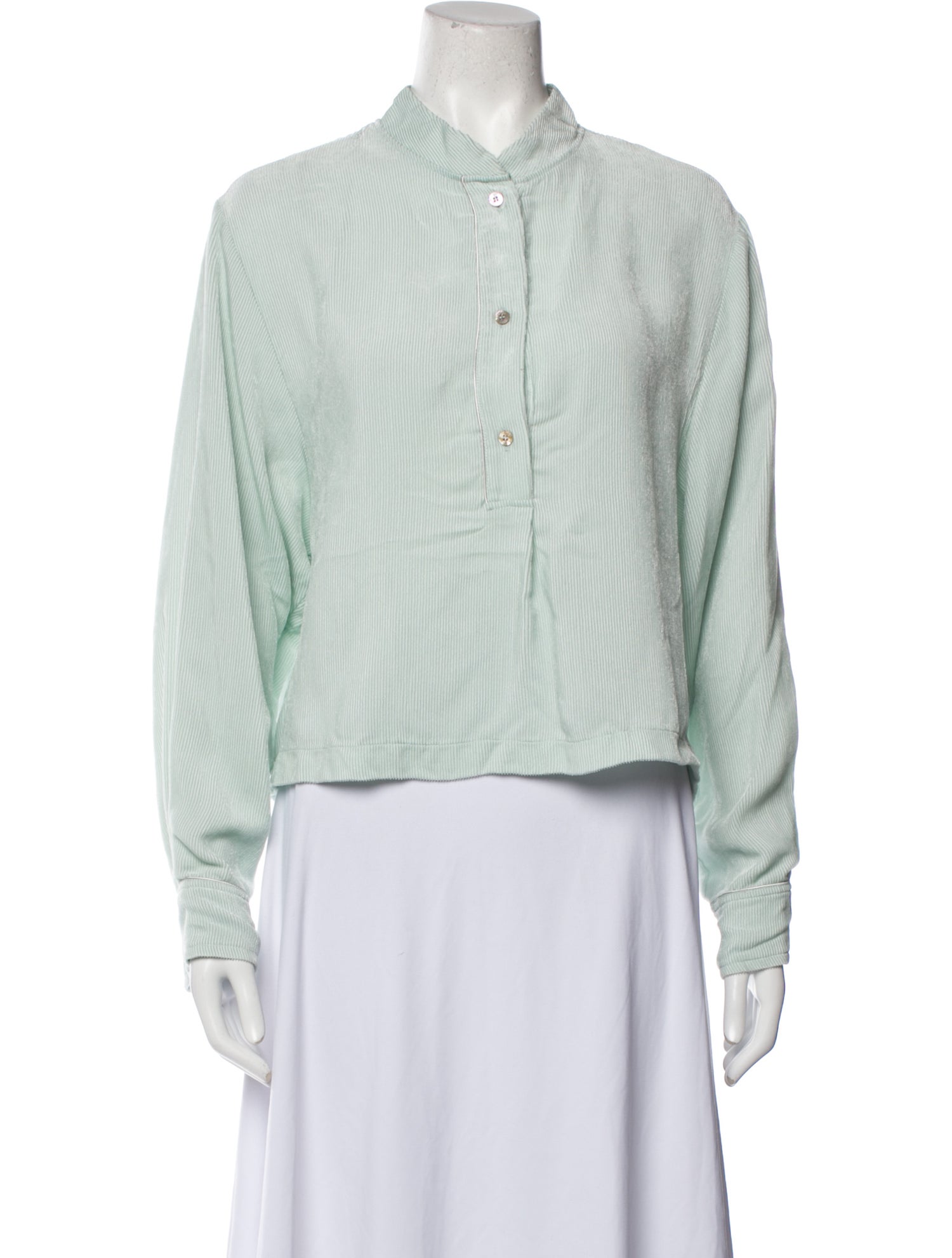 forte_forte Striped Long Sleeve Button-Up Top