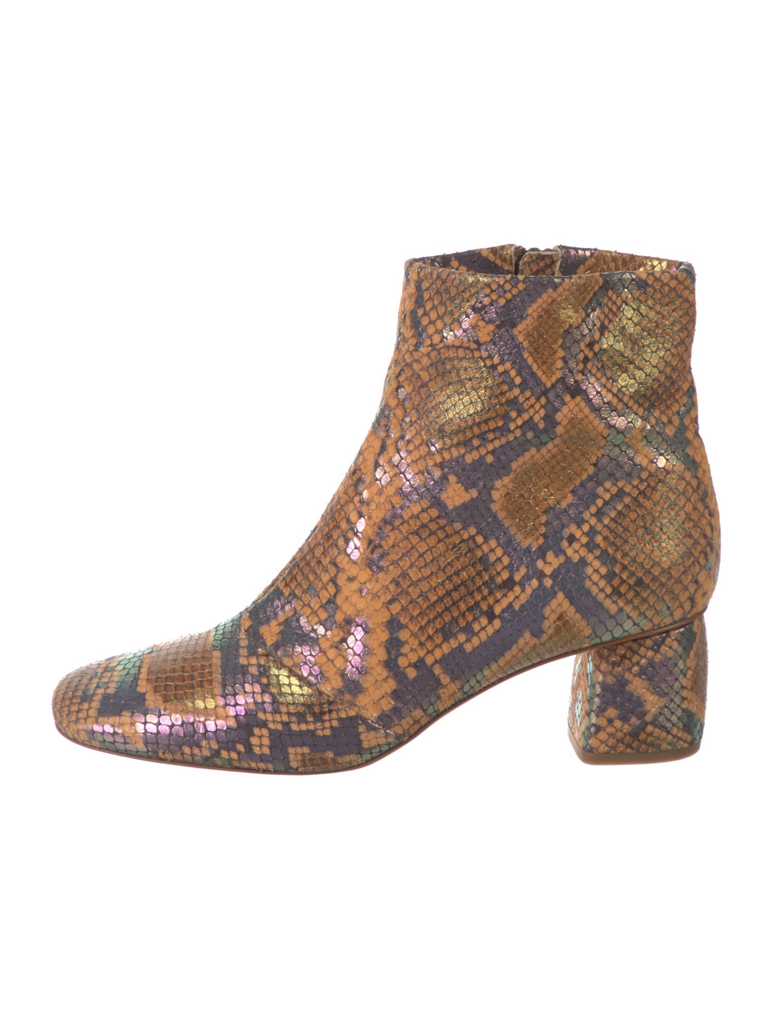 forte_forte Embossed Leather Animal Print Boots