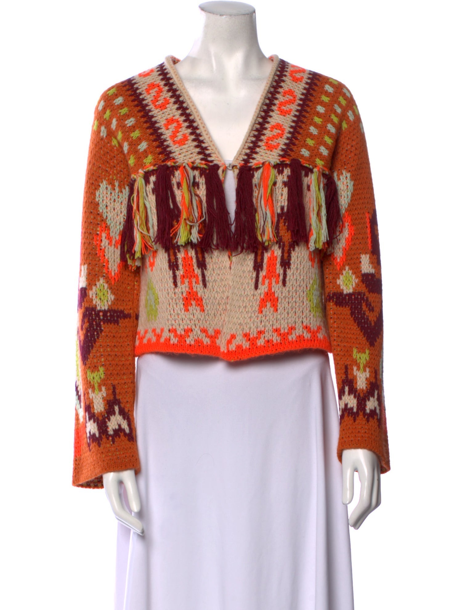 forte_forte Printed V-Neck Sweater w/ Tags